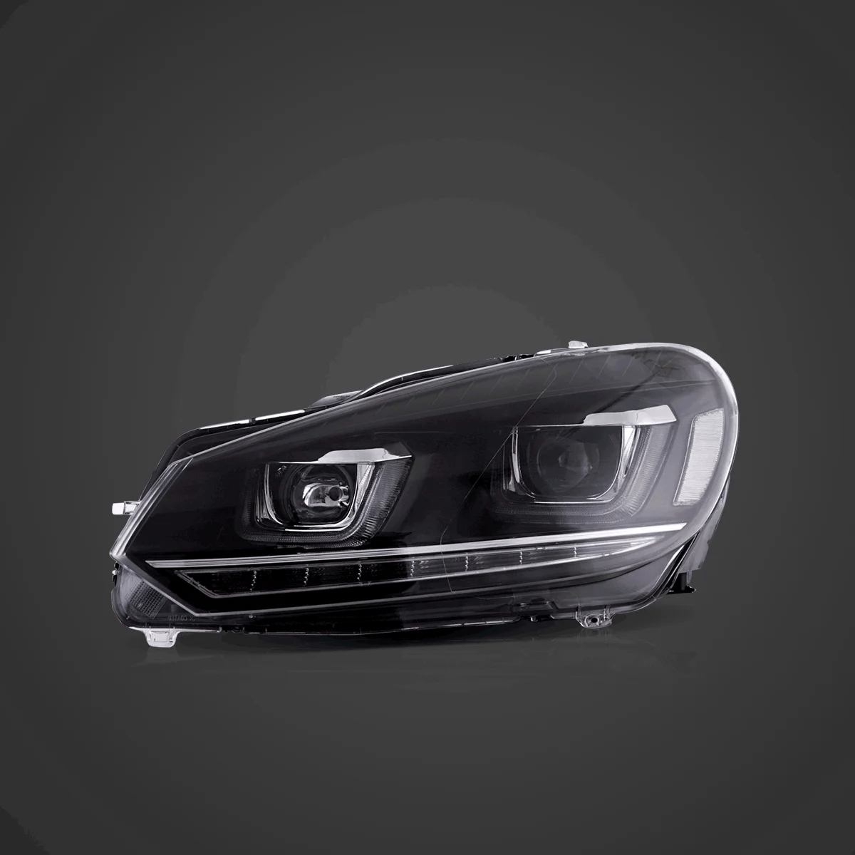 LED Headlight Assembly Dual Beam Projector with Demon Eyes Black For 2008-2014 Volkswagen Golf 6th Gen (Mk6/A6 Typ 5K)