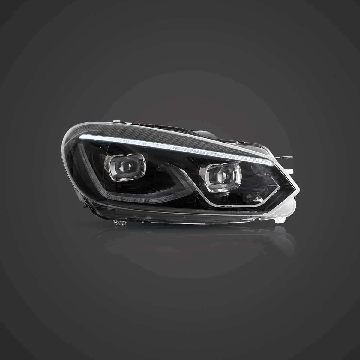 LED Headlight Assembly Dual Beam Projector Black For 2008-2014 Volkswagen Golf 6th Gen (Mk6/A6 Typ 5K）