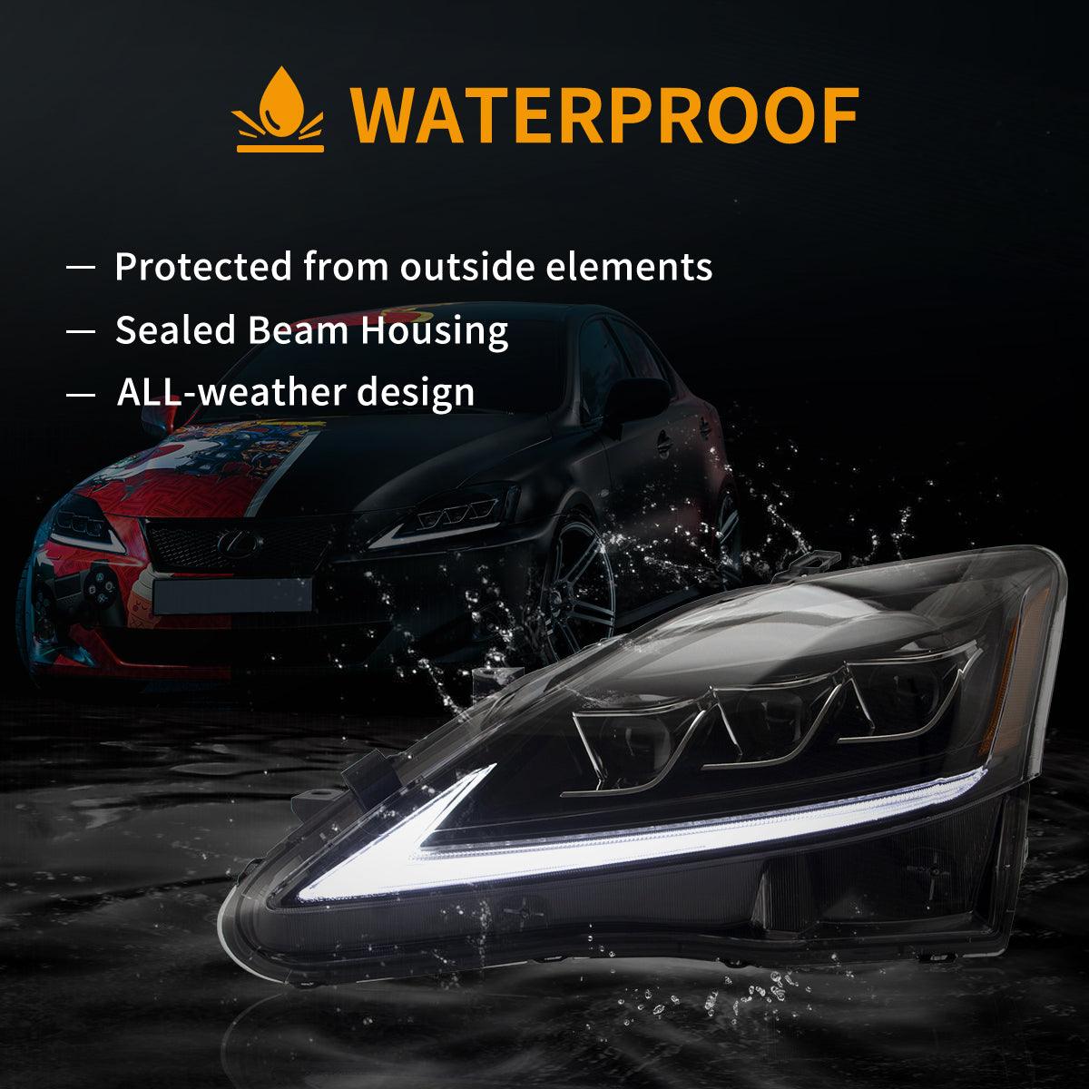 LED Headlight Assembly Matrix Projector Black For 2006-2012 Lexus IS250/IS250C/IS350/IS220d &amp; 2008-2014 ISF(XE20)