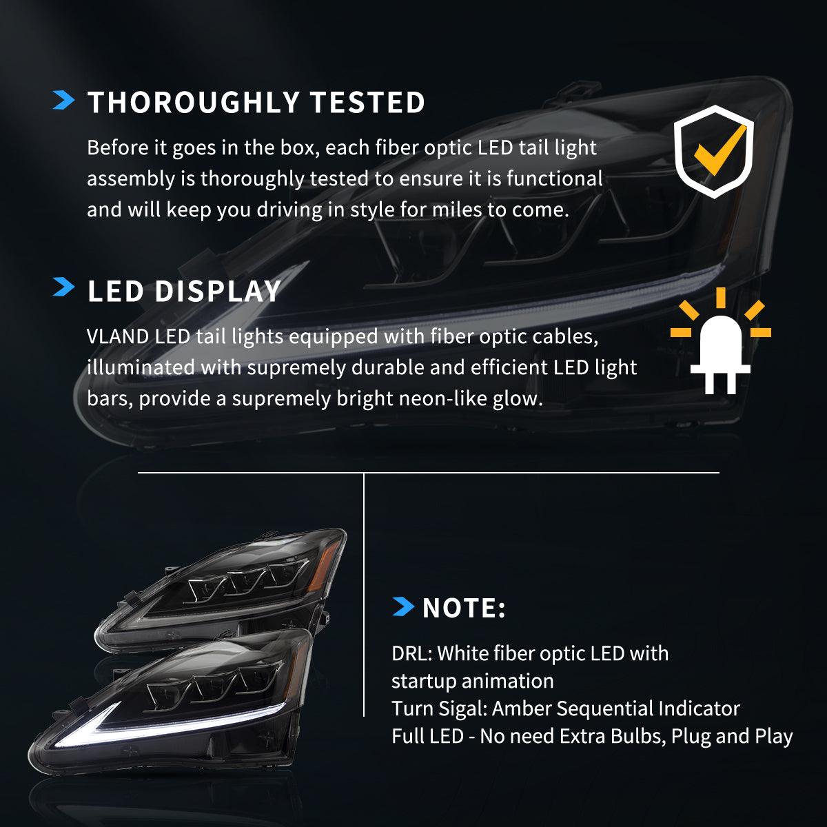 LED Headlight Assembly Matrix Projector Black For 2006-2012 Lexus IS250/IS250C/IS350/IS220d &amp; 2008-2014 ISF(XE20)