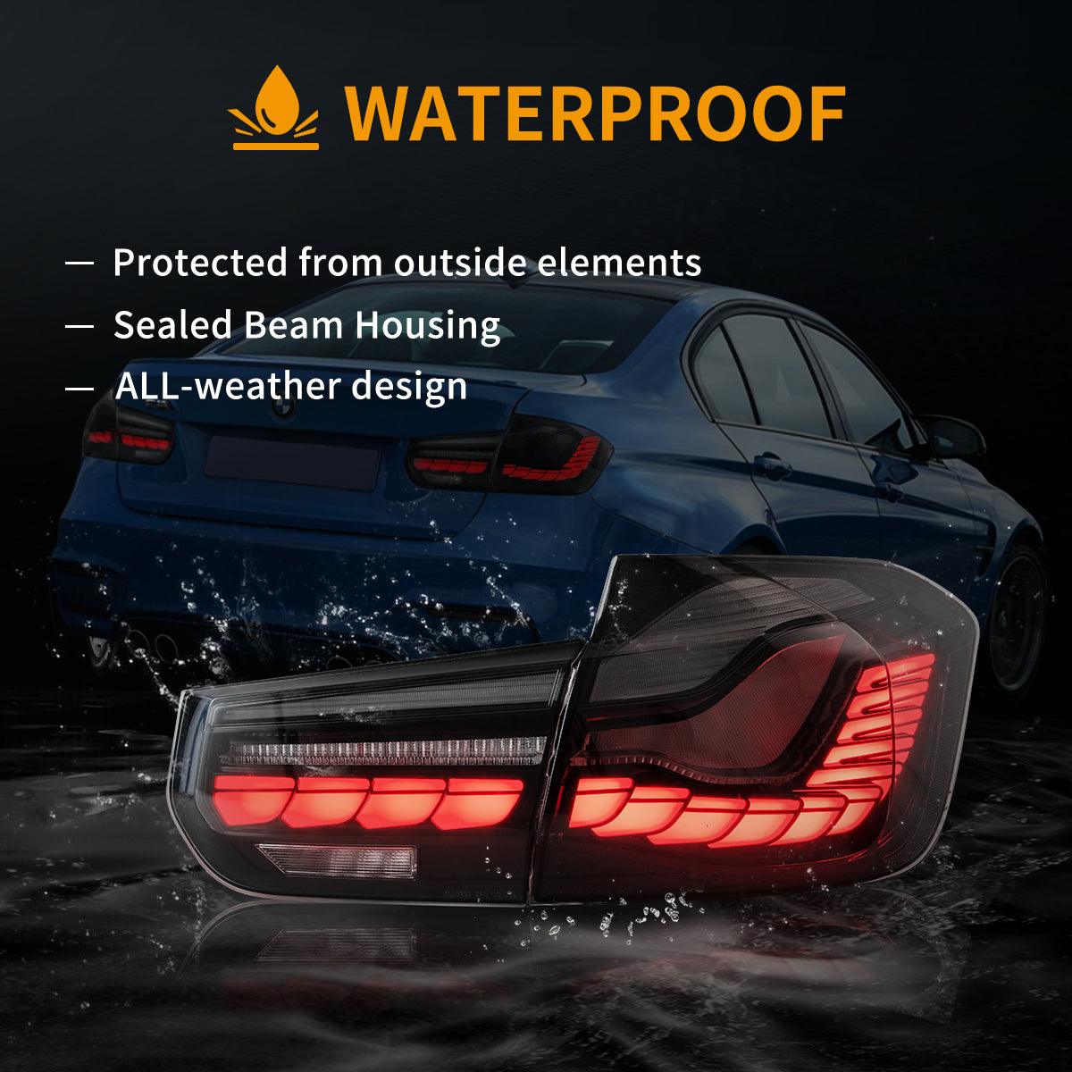 مجموعة مصابيح خلفية LED مع ضوء ترحيب ديناميكي (نمط GTS) لسيارة BMW الفئة الثالثة الجيل السادس (F30 F35 F80) موديلات 2012-2019