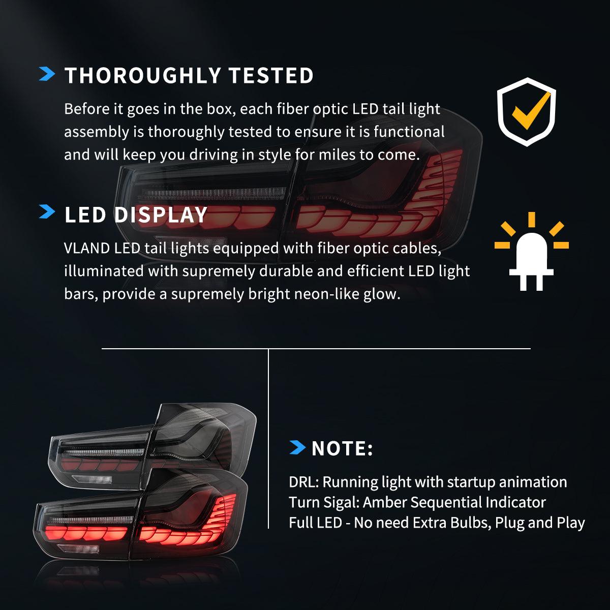 مجموعة مصابيح خلفية LED مع ضوء ترحيب ديناميكي (نمط GTS) لسيارة BMW الفئة الثالثة الجيل السادس (F30 F35 F80) موديلات 2012-2019