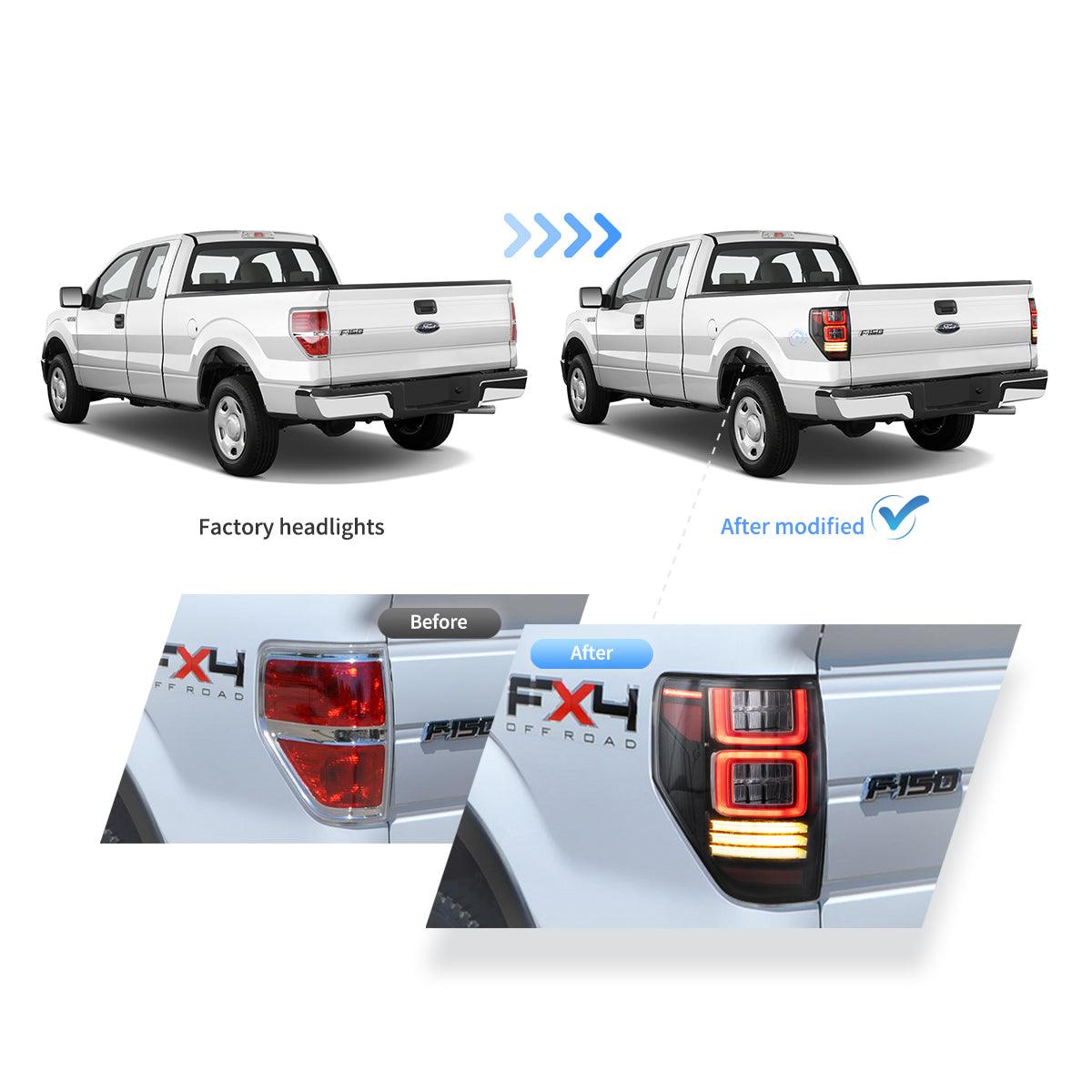 LED Tail Lights Assembly With Sequential Turn Signal For 2009-2014 Ford F150 12th Gen (P415) - Vland  – éclairage LED auto