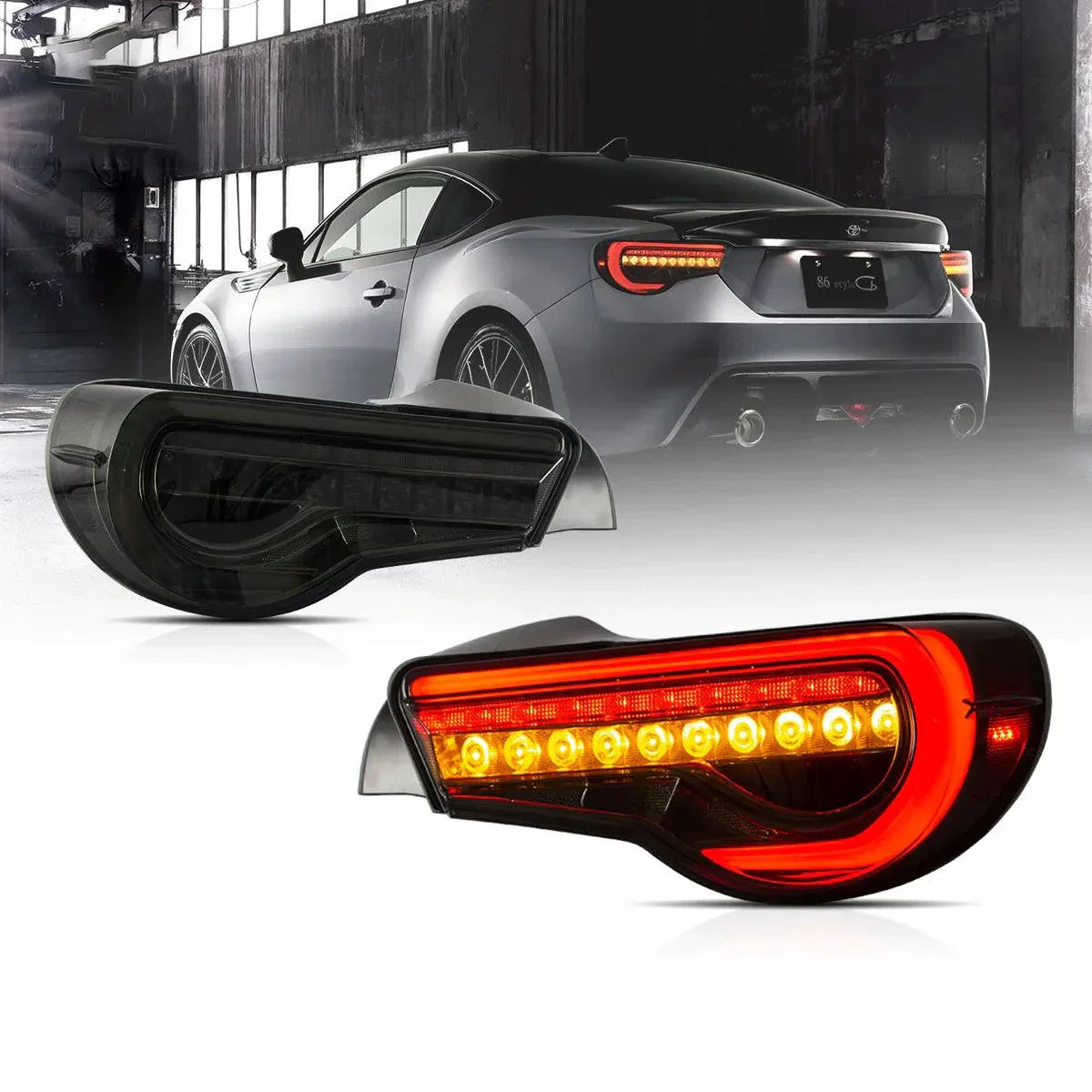 مجموعة مصابيح خلفية LED مع مؤشرات انعطاف متسلسلة لسيارة تويوتا 86 GT86 موديلات 2012-2020، وسوبارو BRZ موديلات 2013-2020، وسكيون FR-S موديلات 2013-2020