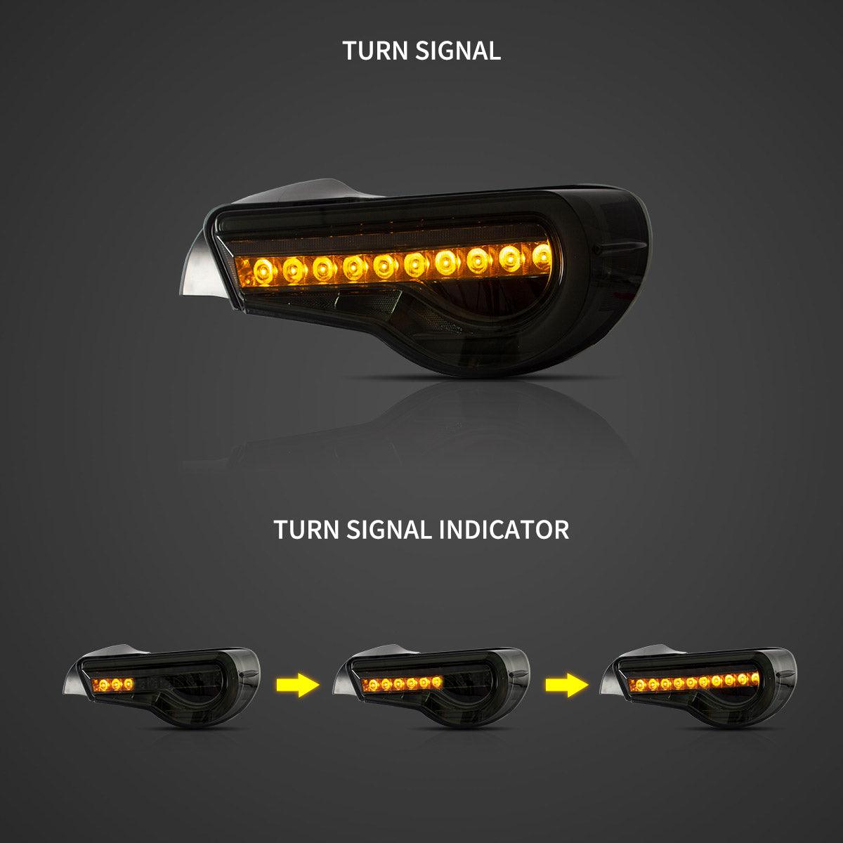 مجموعة مصابيح خلفية LED مع مؤشرات انعطاف متسلسلة لسيارة تويوتا 86 GT86 موديلات 2012-2020، وسوبارو BRZ موديلات 2013-2020، وسكيون FR-S موديلات 2013-2020