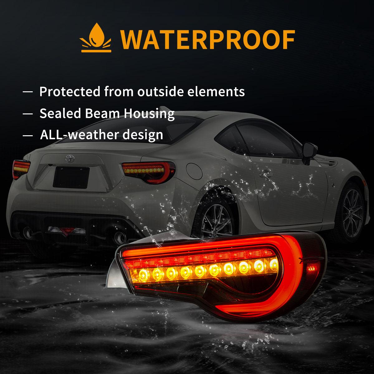 مجموعة مصابيح خلفية LED مع مؤشرات انعطاف متسلسلة لسيارة تويوتا 86 GT86 موديلات 2012-2020، وسوبارو BRZ موديلات 2013-2020، وسكيون FR-S موديلات 2013-2020