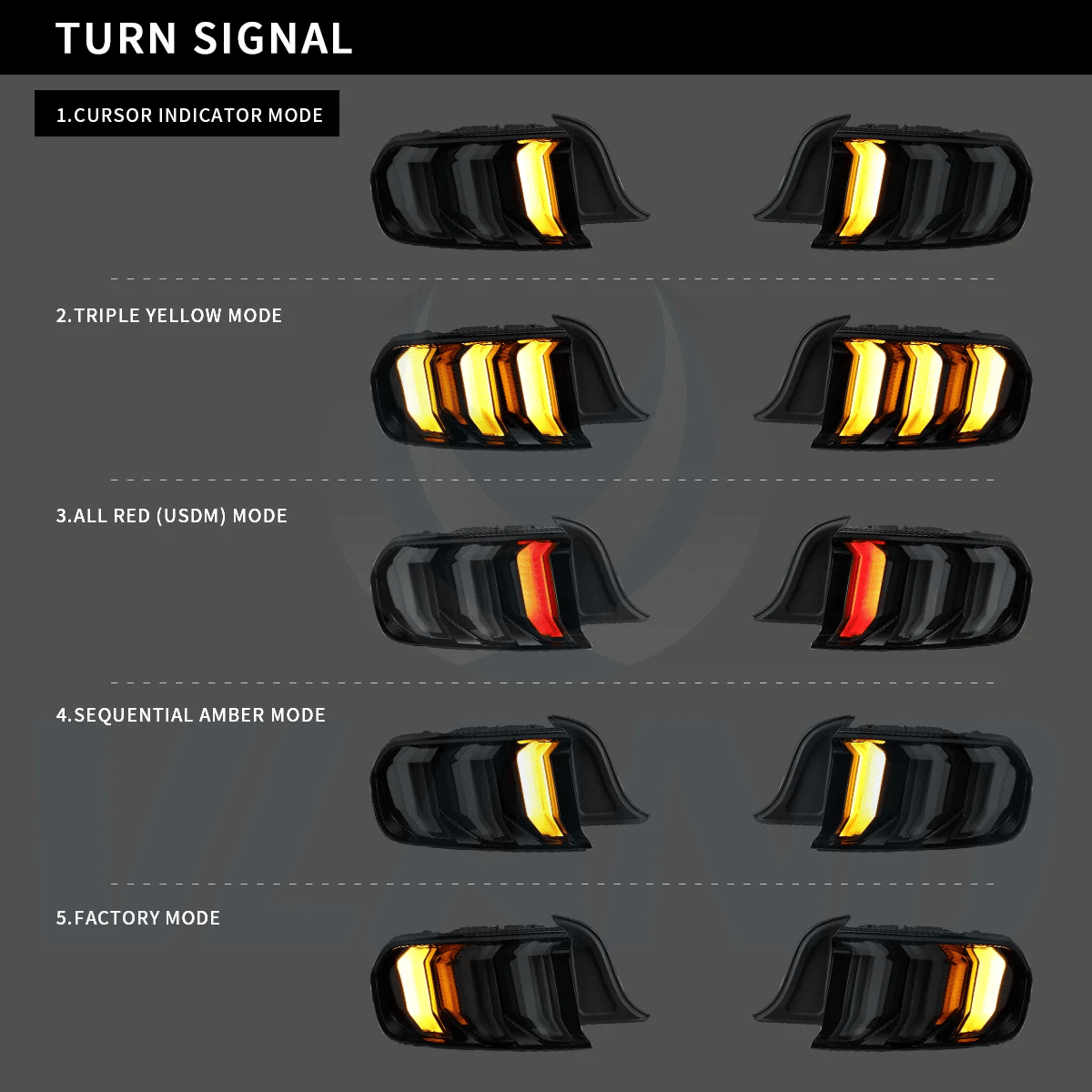 LED Tail Lights Assembly With 5 Modes Sequential Turn Signal For 2015-2023 Ford Mustang 6th Gen (S550) - Vland  – éclairage LED auto
