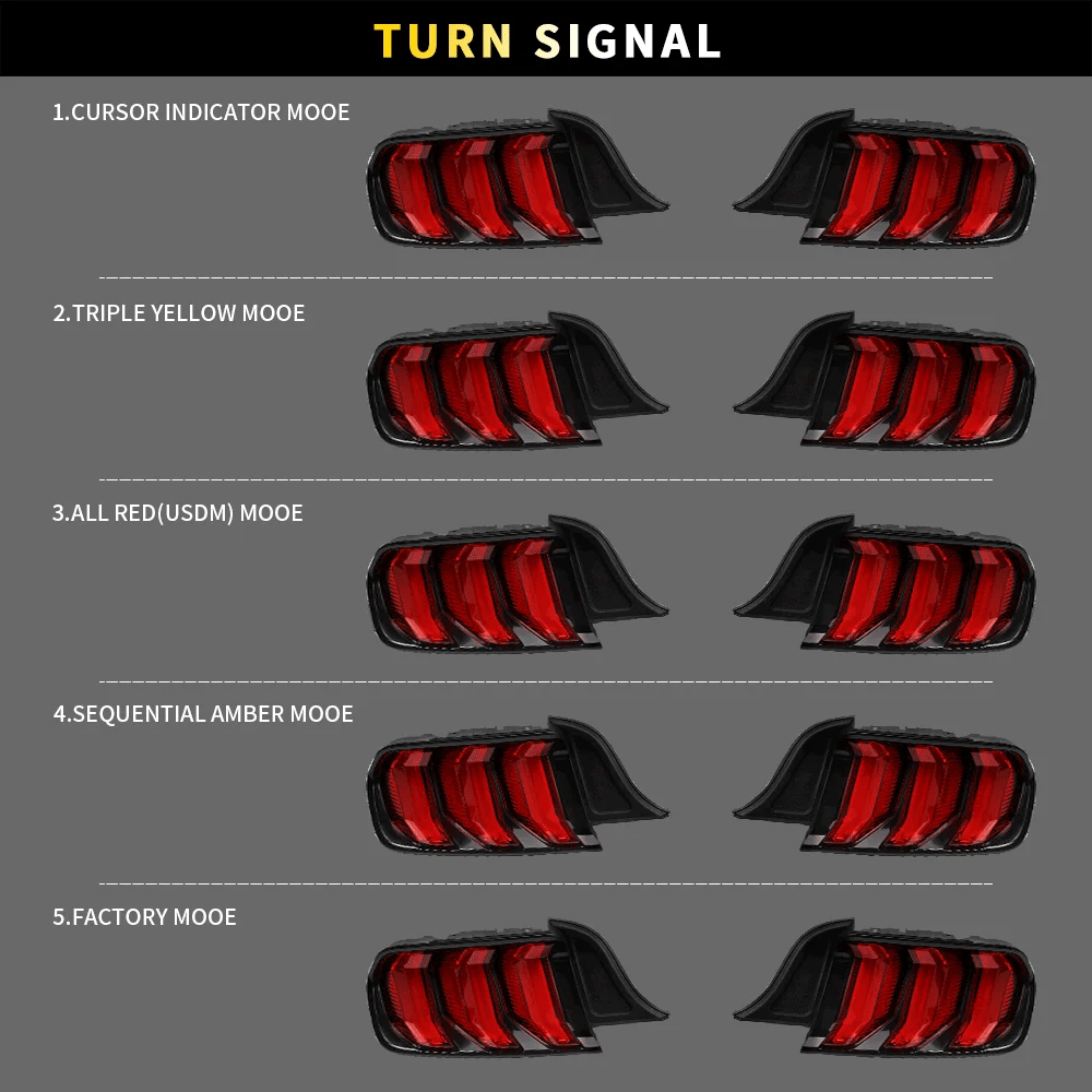 LED Tail Lights Assembly With 5 Modes Sequential Turn Signal For 2015-2023 Ford Mustang 6th Gen (S550) - Vland  – éclairage LED auto
