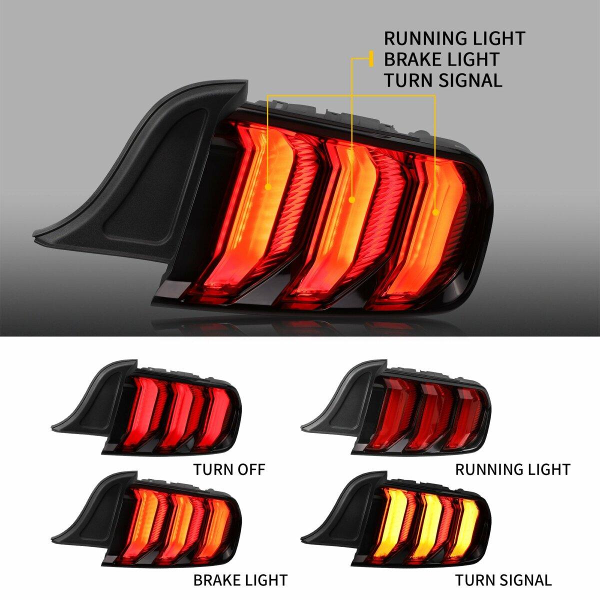 LED Tail Lights Assembly With 5 Modes Sequential Turn Signal For 2015-2023 Ford Mustang 6th Gen (S550) - Vland  – éclairage LED auto