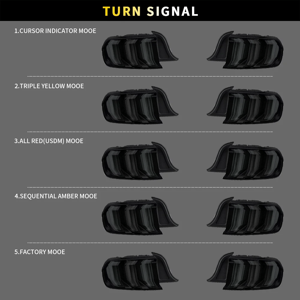 LED Tail Lights Assembly With 5 Modes Sequential Turn Signal For 2015-2023 Ford Mustang 6th Gen (S550) - Vland  – éclairage LED auto
