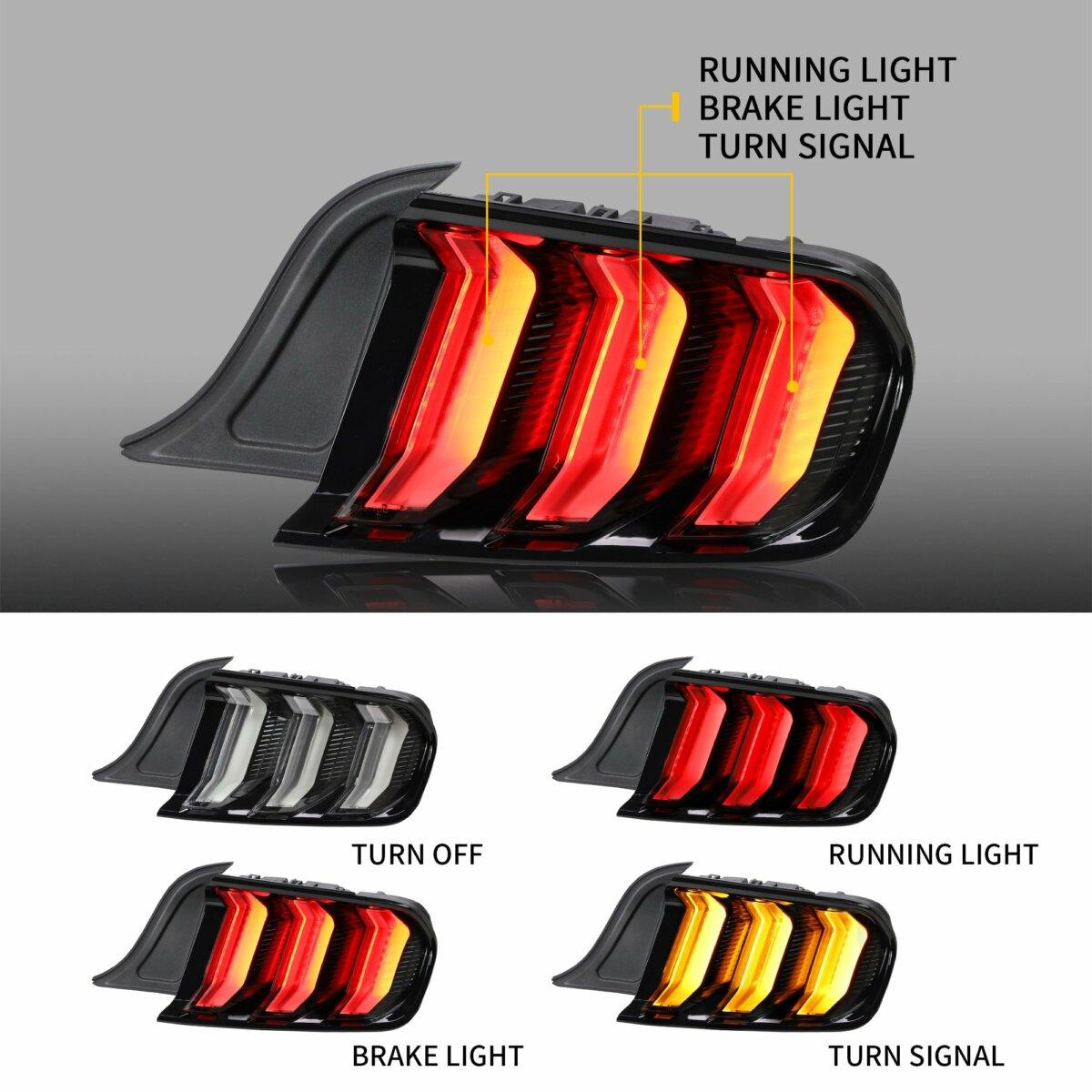LED Tail Lights Assembly With 5 Modes Sequential Turn Signal For 2015-2023 Ford Mustang 6th Gen (S550) - Vland  – éclairage LED auto