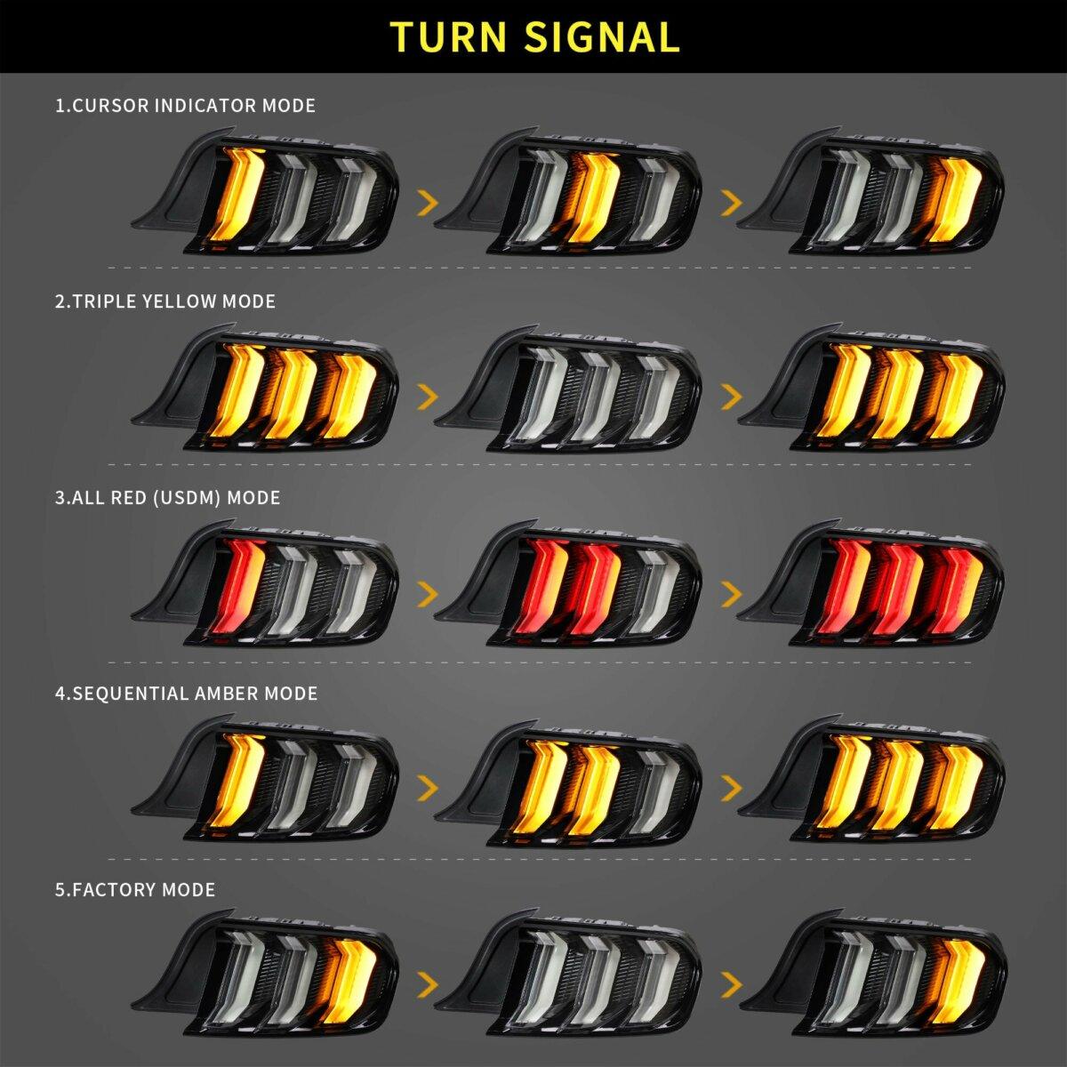 LED Tail Lights Assembly With 5 Modes Sequential Turn Signal For 2015-2023 Ford Mustang 6th Gen (S550) - Vland  – éclairage LED auto