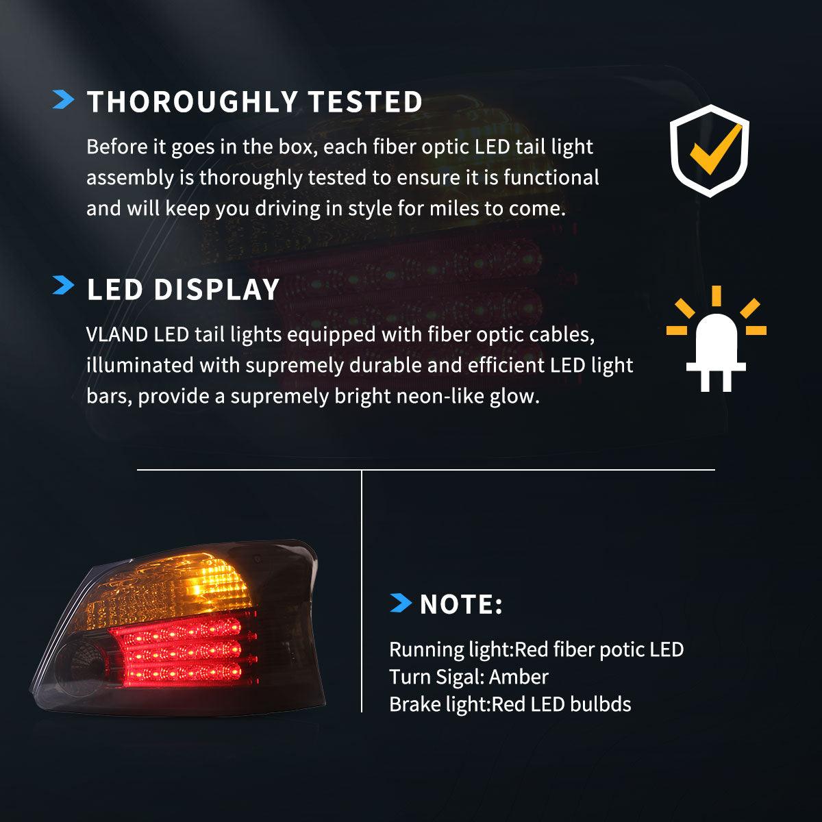 LED Tail Lights Assembly With Amber Turn Signal For 2005-2013 Toyota Vios/Yaris 2th Gen (Ncp93) Sedan