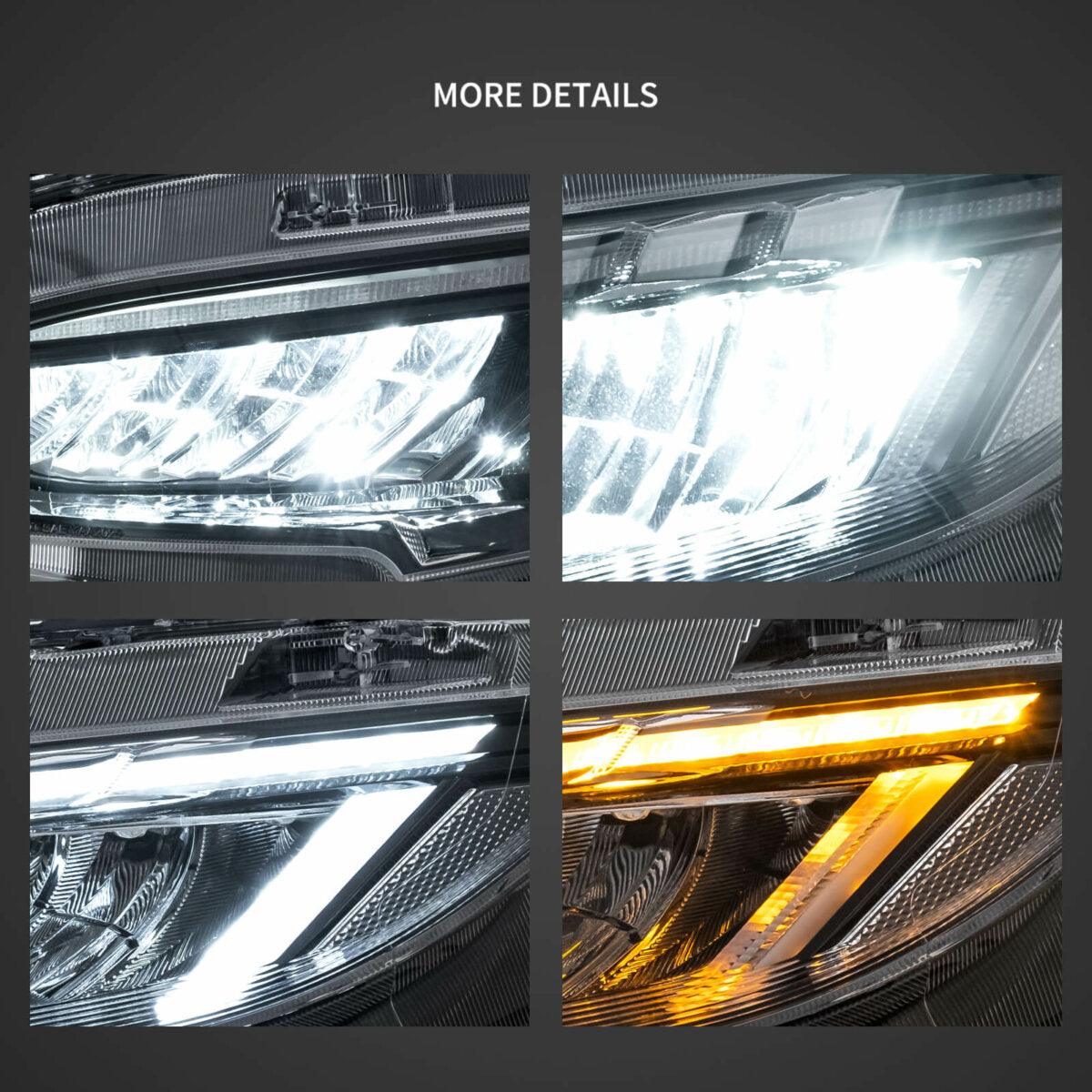 LED Headlight Assembly Reflection Bowl Chrome For 2016-2021 Honda Civic 10th Gen 