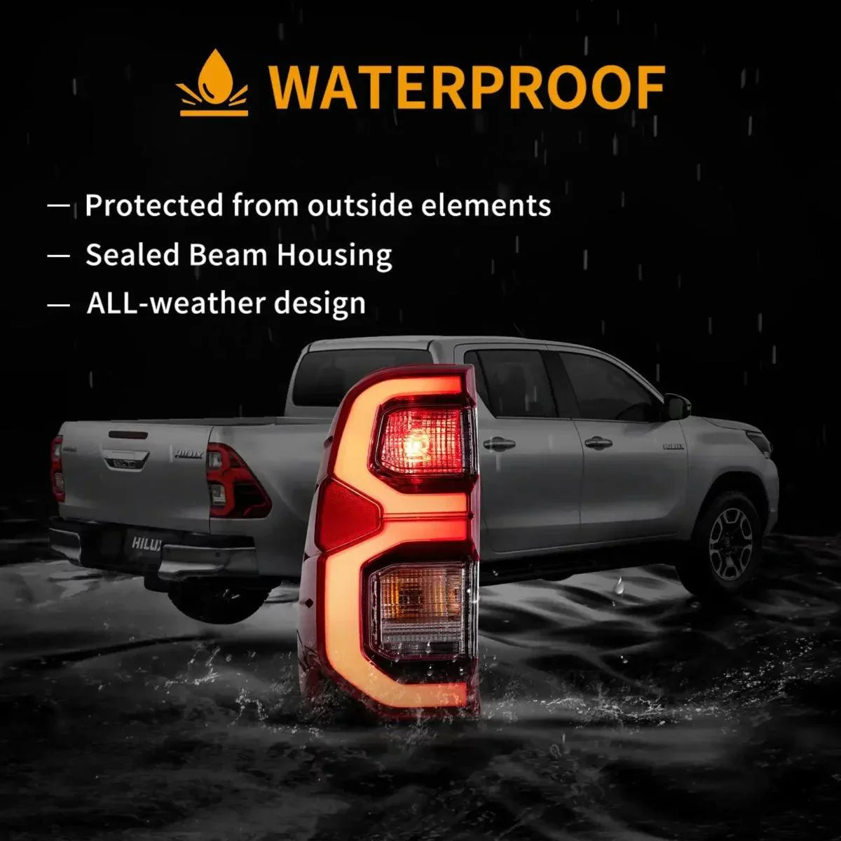 مجموعة مصابيح خلفية LED مع إضاءة ترحيب ديناميكية لسيارة تويوتا هيلوكس SR5 الجيل الثامن (GUN125، GUN126R) موديلات 2015-2022