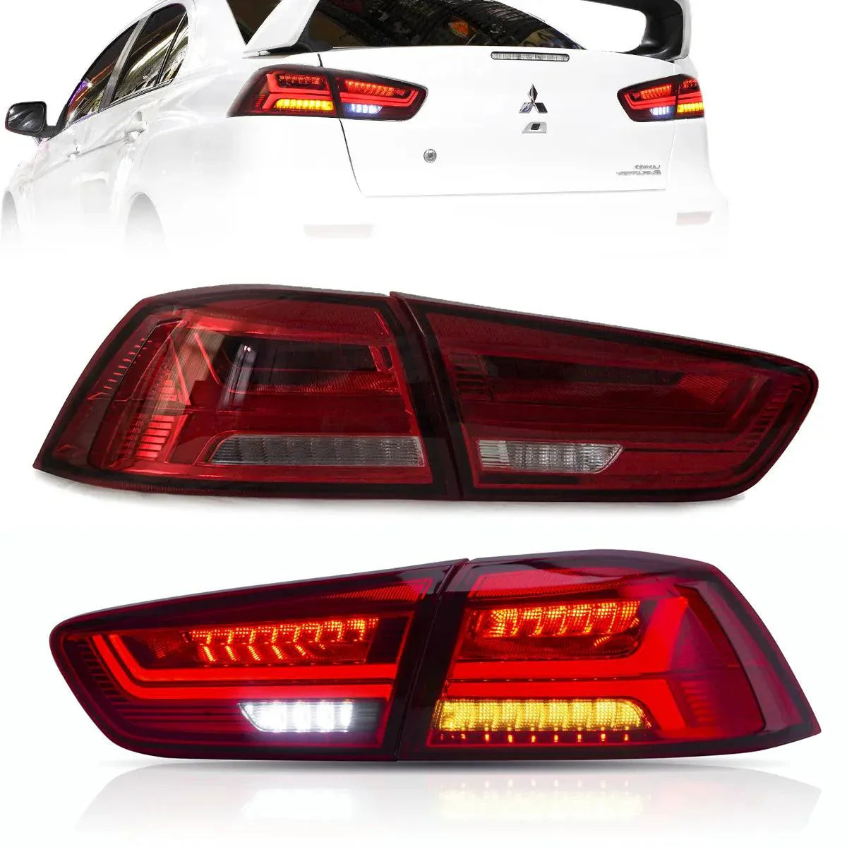 LED Tail Light Assembly With Sequential Turn Signal For 2008-2017 Mitsubishi Lancer &amp; EVO