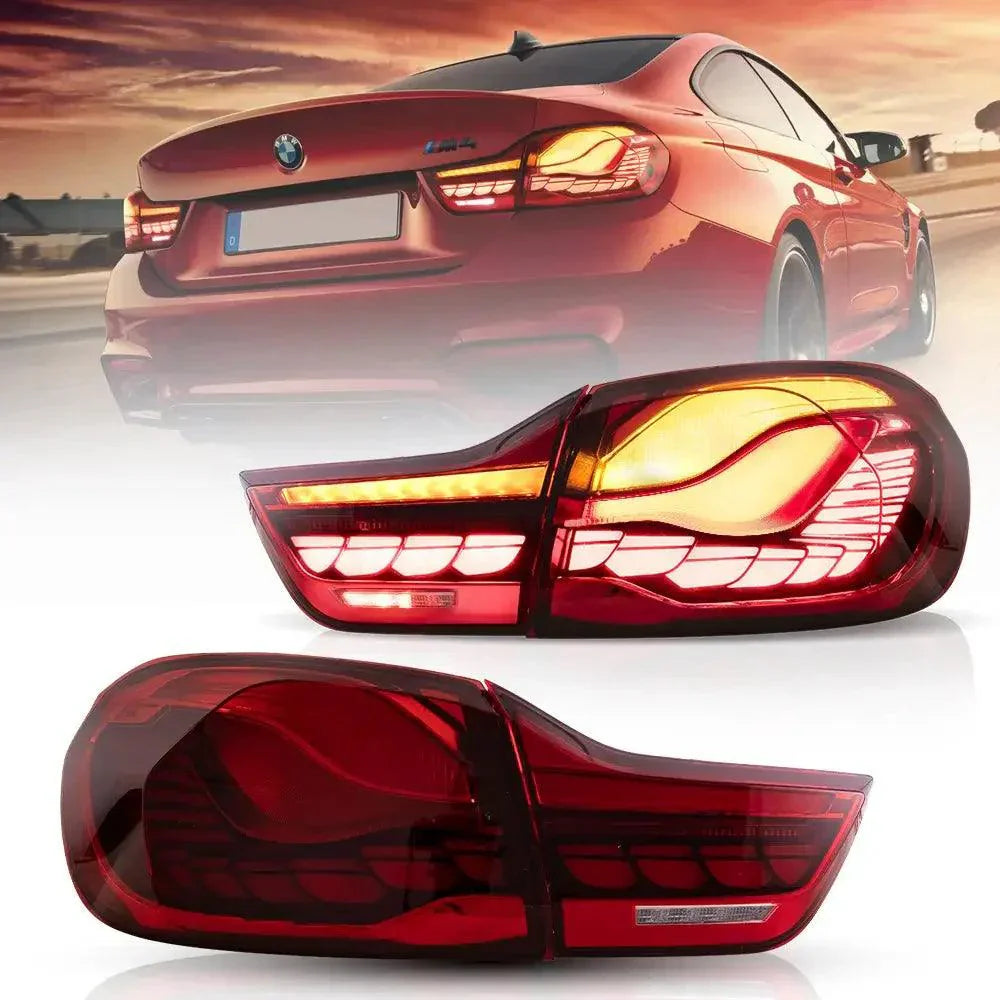 مجموعة مصابيح خلفية LED بتصميم GTS لسيارة BMW الفئة الرابعة/M4 موديلات 2014-2020
