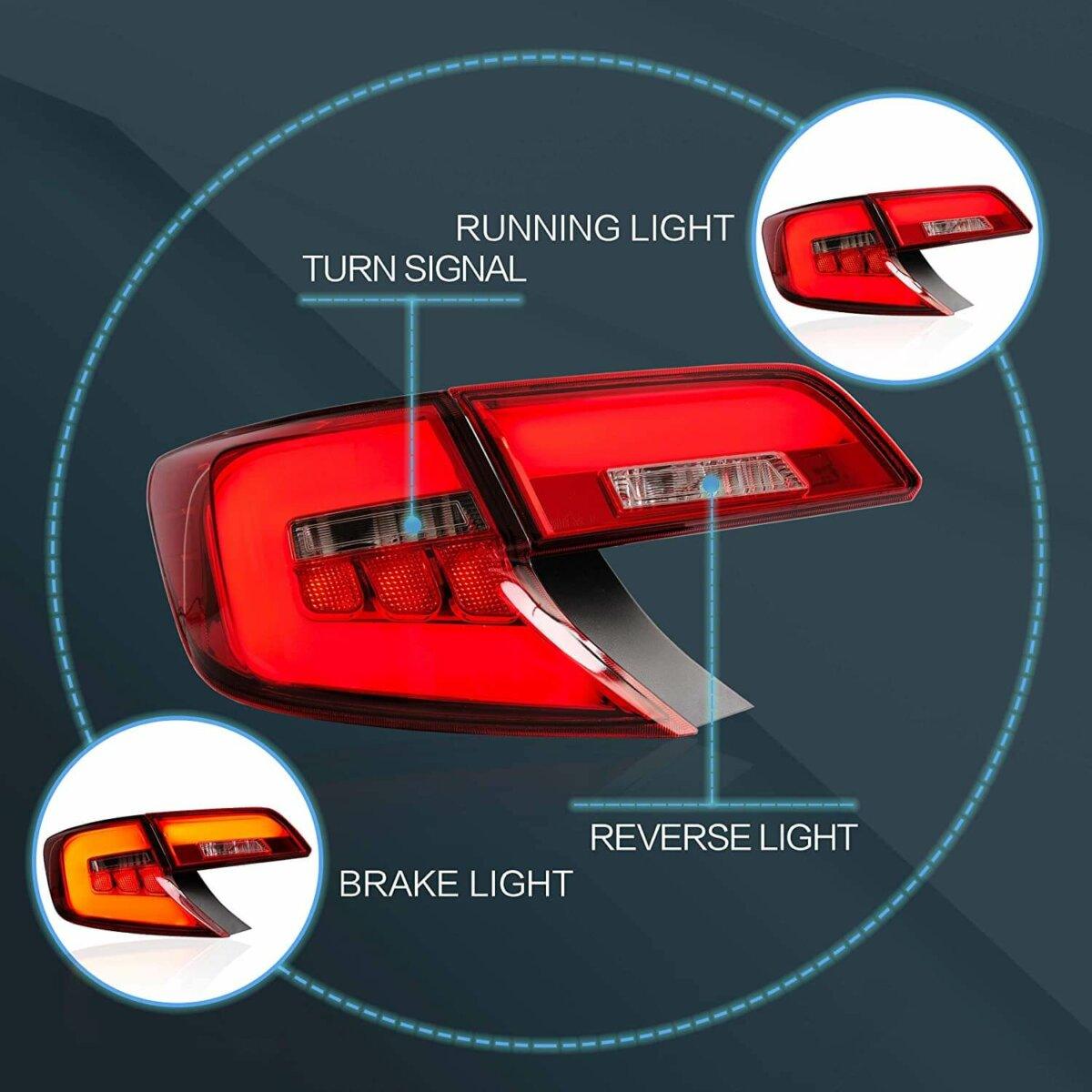 LED Tail Lights Assembly With Amber Turn Signal For 2012-2014 Toyota Camry XV50 Regular Models Pre-Facelift