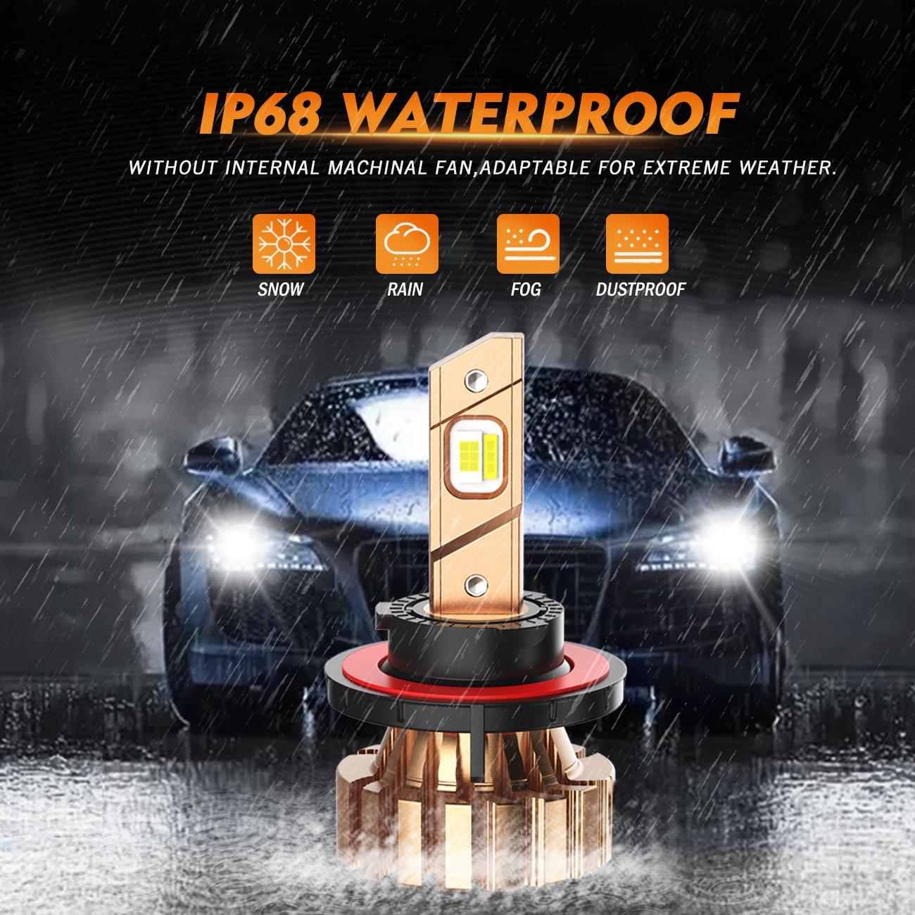 H13 LED Headlight Bulbs 44W 4000LM X60 Series Fanless 6500K Cool White | 2 bulbs 