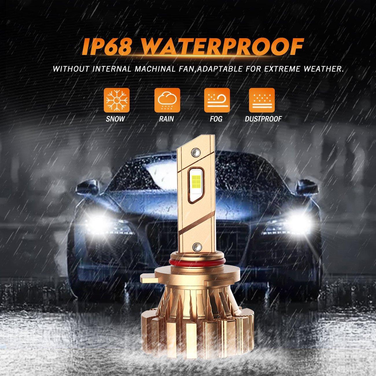 9012 LED Headlight Bulbs 44W 4000LM X60 Series Fanless 6500K Cool White | 2 bulbs