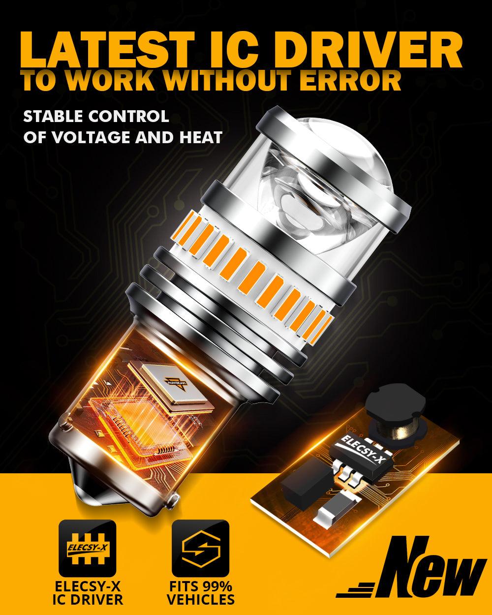 BAU15S 7507 LED Turn Signal Light Rear/Front, Side Maker Light Bulbs 11W 4000ML 3500K Amber B1 Series | 2 bulbs 