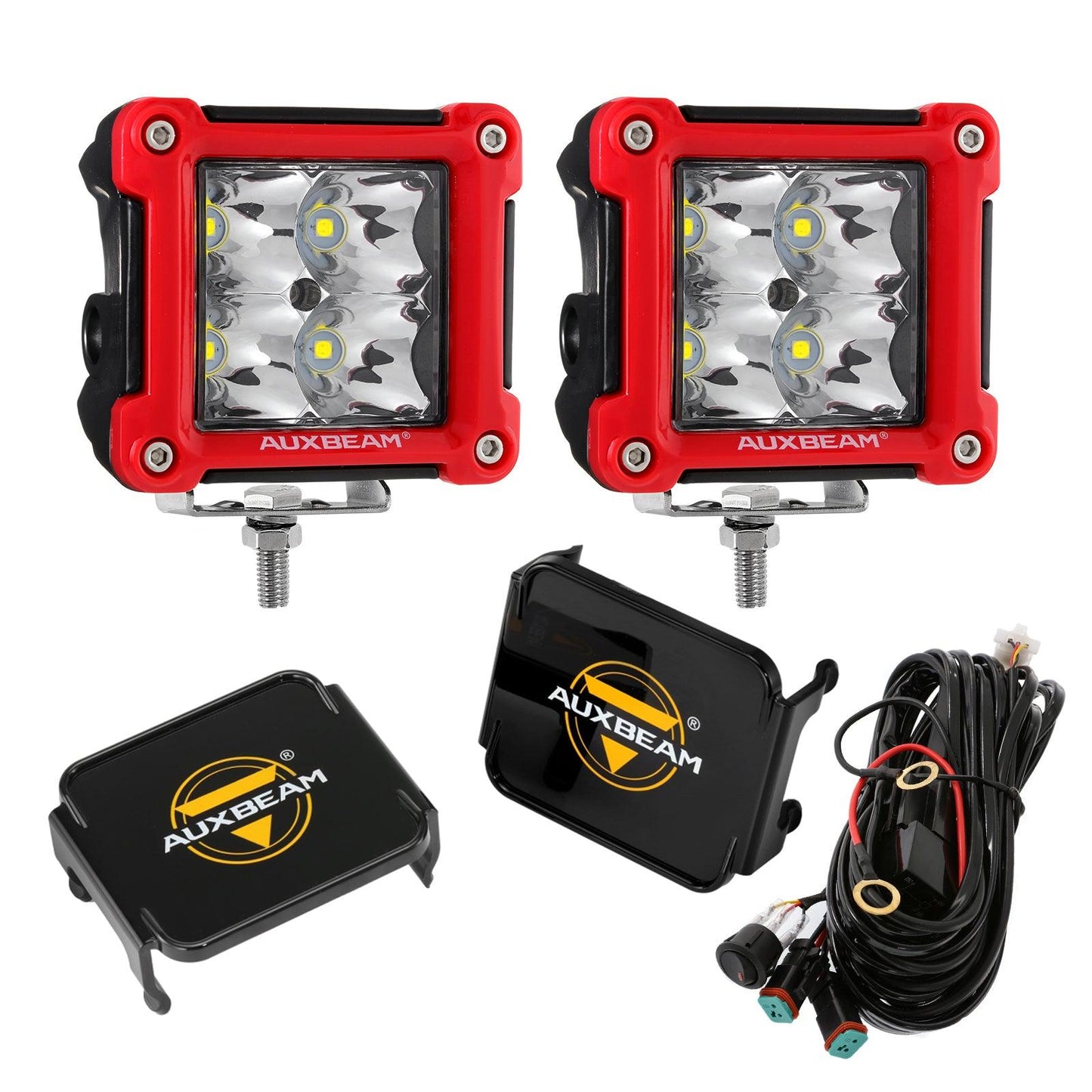 3" 40W LED Pods Light Spot/Flood Multicolor frame with wiring harness for JEEP - Auxbeam  – éclairage LED auto