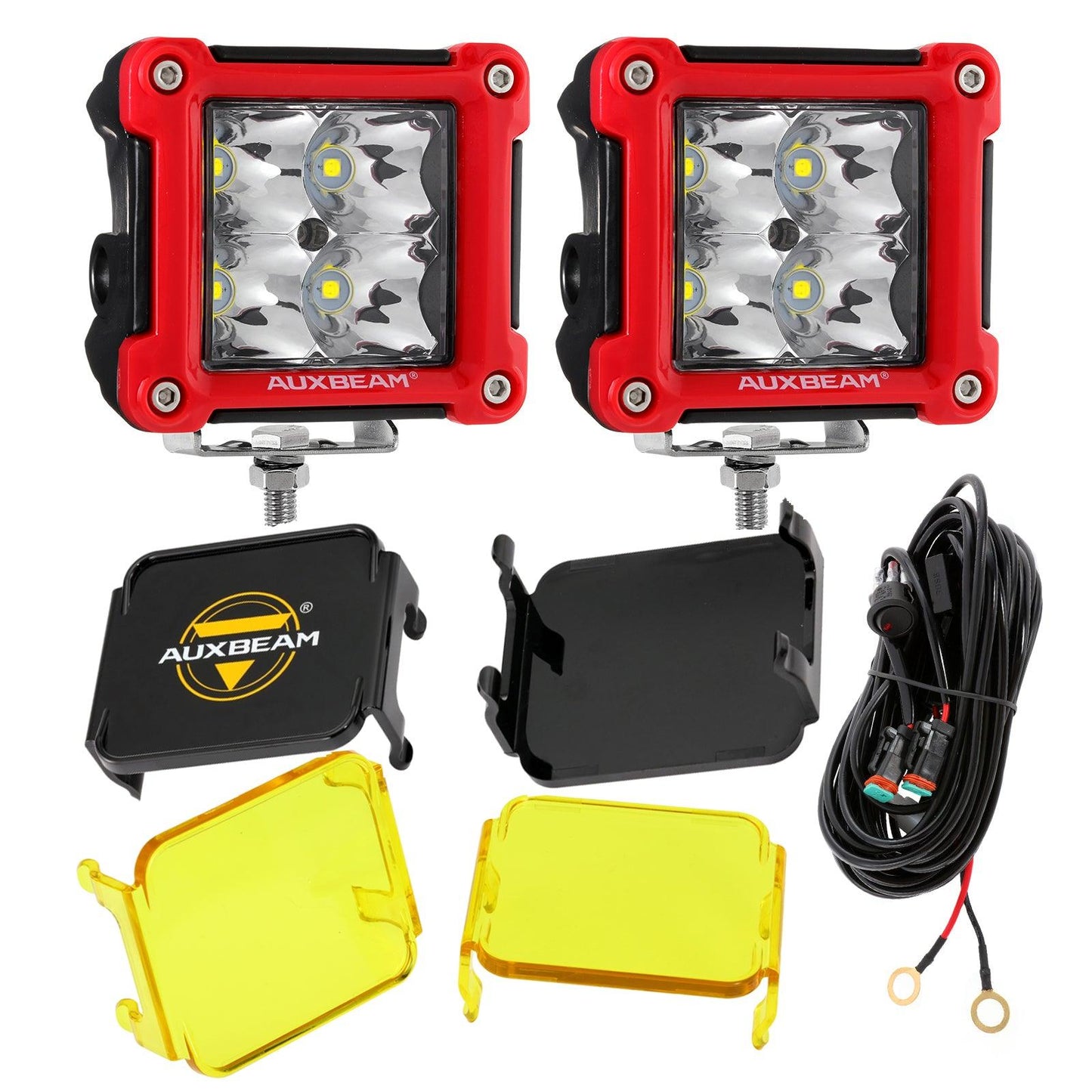 3 Inch 40W LED Pods Light Spot/Flood Multicolor frame with wiring harness for SUV ATV UTV Trucks Pickup Boat - Auxbeam  – éclairage LED auto