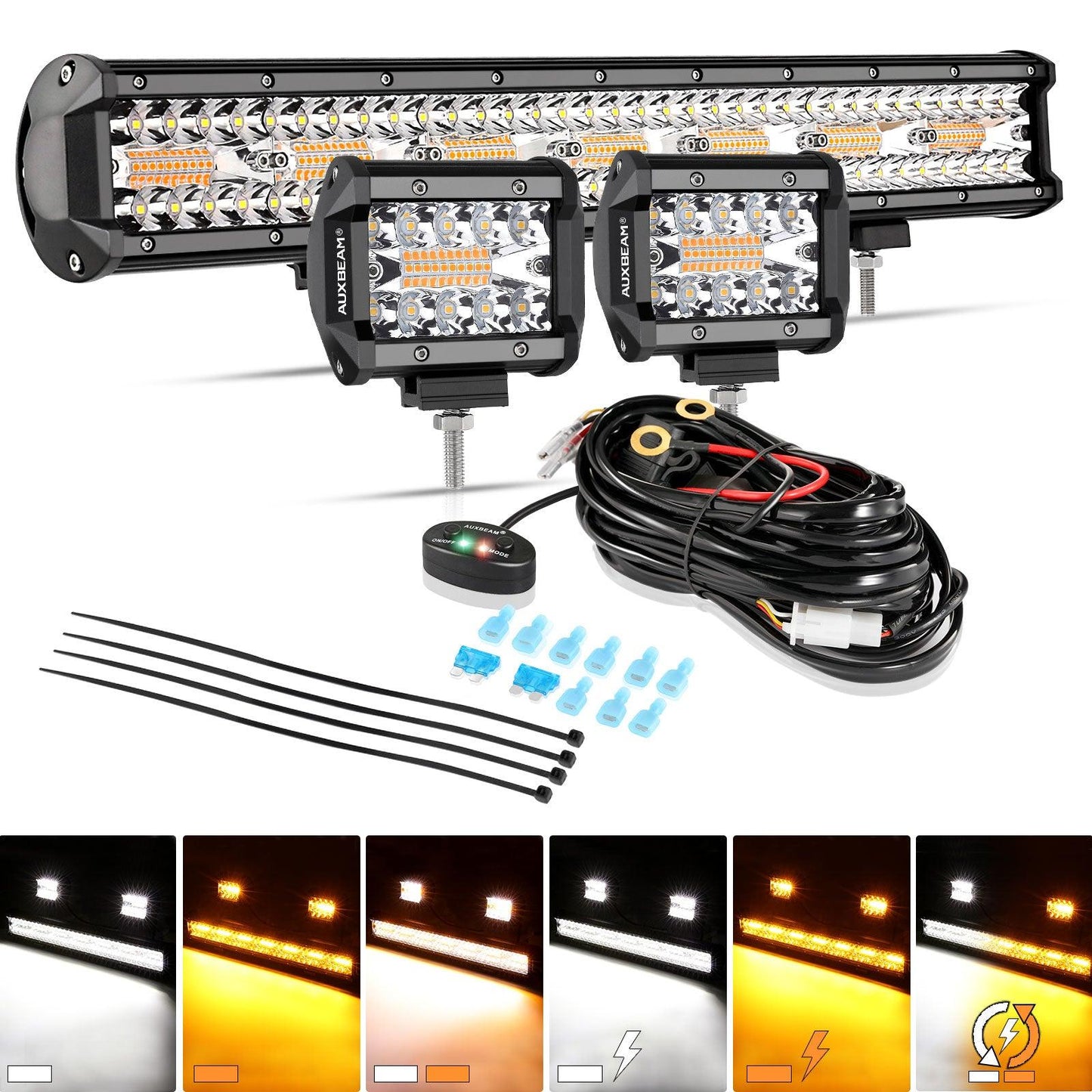 6 Modes Series 3 Inch/4Inch/7Inch/12Inch/20Inch White&Amber LED Light Bar