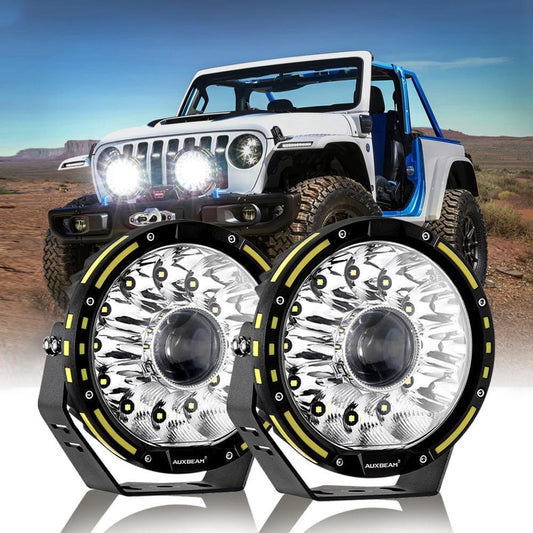 (2pcs/set) 7 Inch 230W 33332LM 360-PRO Series Custom Lens Offroad LED Driving Lights+Amber/Black Covers(Optional) for JEEP WRANGLER JL JK TJ - Auxbeam  – éclairage LED auto