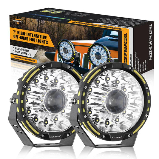 360-PRO Series | 7 Inch 230W 33332LM Custom Lens Offroad LED Driving Lights - Auxbeam  – éclairage LED auto