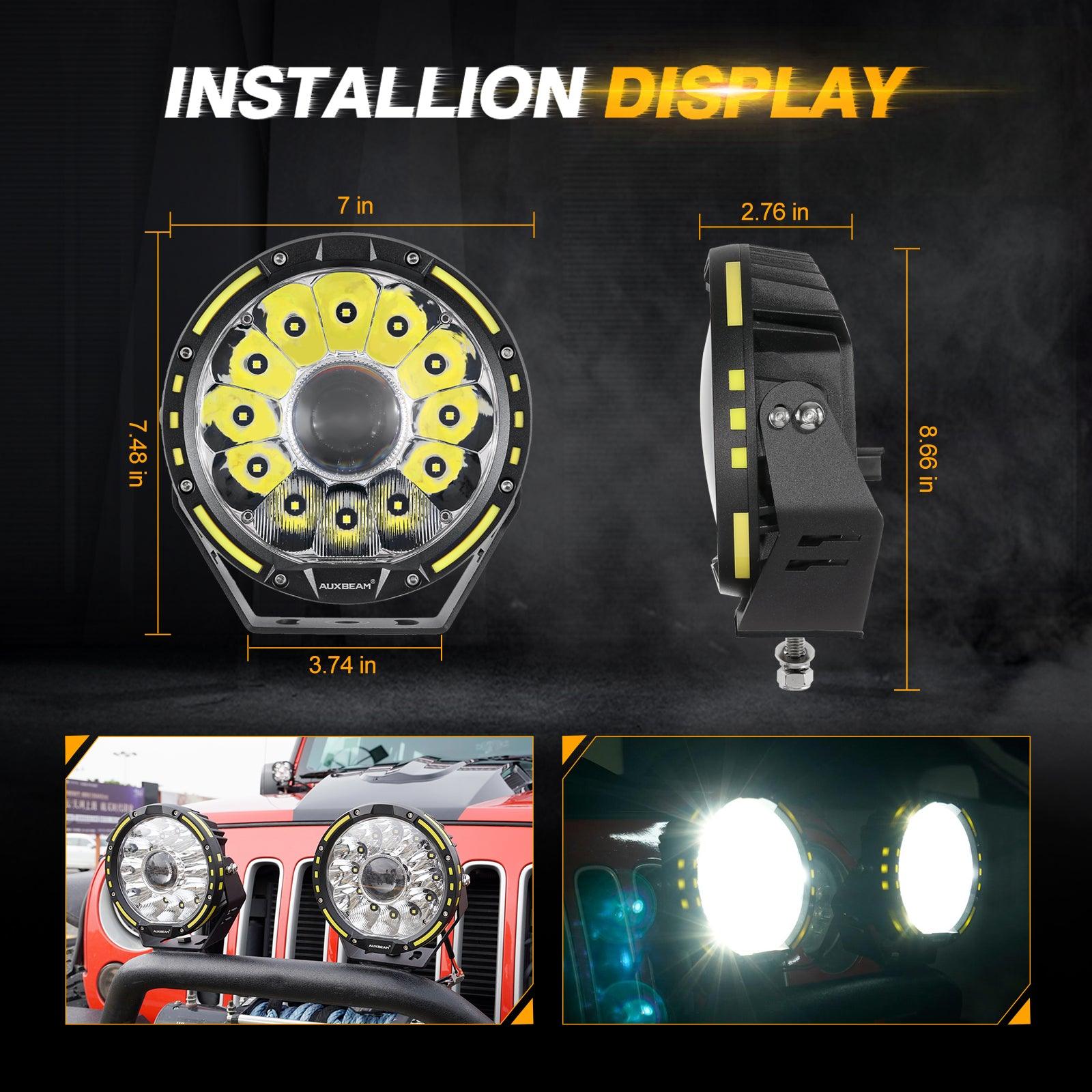 360-PRO Series | 7 Inch 230W 33332LM Custom Lens Offroad LED Driving Lights - Auxbeam  – éclairage LED auto