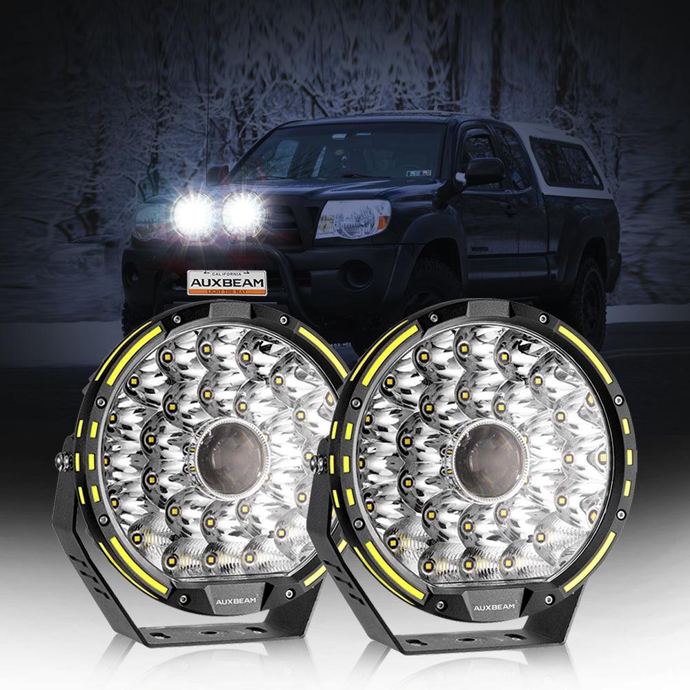 (2pcs/set) 9 INCH 270W 37776LM 360-PRO Series Custom Lens LED Driving Lights+Amber/Black Covers(Optional) for Toyota Tacoma 2016 2017 2018 2019 2020 2021 - Auxbeam  – éclairage LED auto