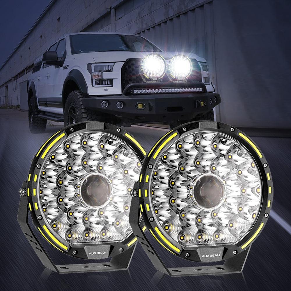 (2pcs/set) 9 INCH 270W 37776LM 360-PRO Series Custom Lens LED Driving Lights+Amber/Black Covers(Optional) for for Ford F150 F250 F350 F450 - Auxbeam  – éclairage LED auto