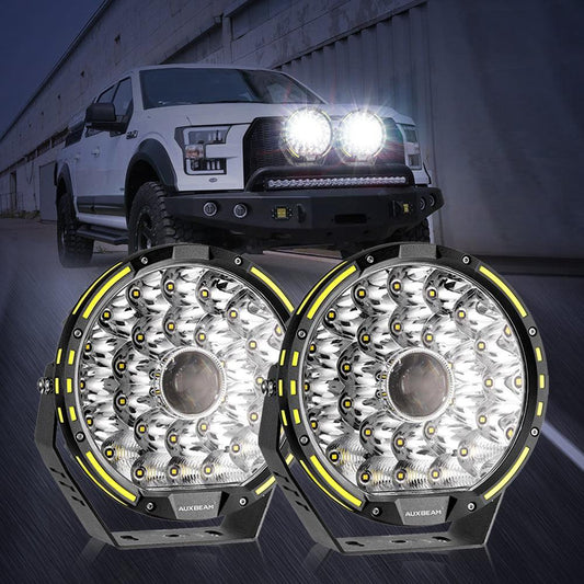 (2pcs/set) 9 INCH 270W 37776LM 360-PRO Series Custom Lens LED Driving Lights+Amber/Black Covers(Optional) for for Ford F150 F250 F350 F450 - Auxbeam  – éclairage LED auto