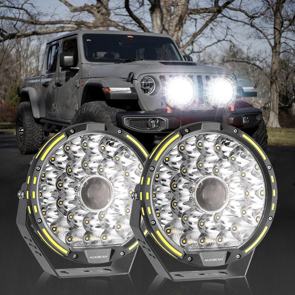 (2pcs/set) 9 INCH 270W 37776LM 360-PRO Series Custom Lens Offroad LED Driving Lights+Amber/Black Covers(Optional) for JEEP WRANGLER JL JK TJ - Auxbeam  – éclairage LED auto