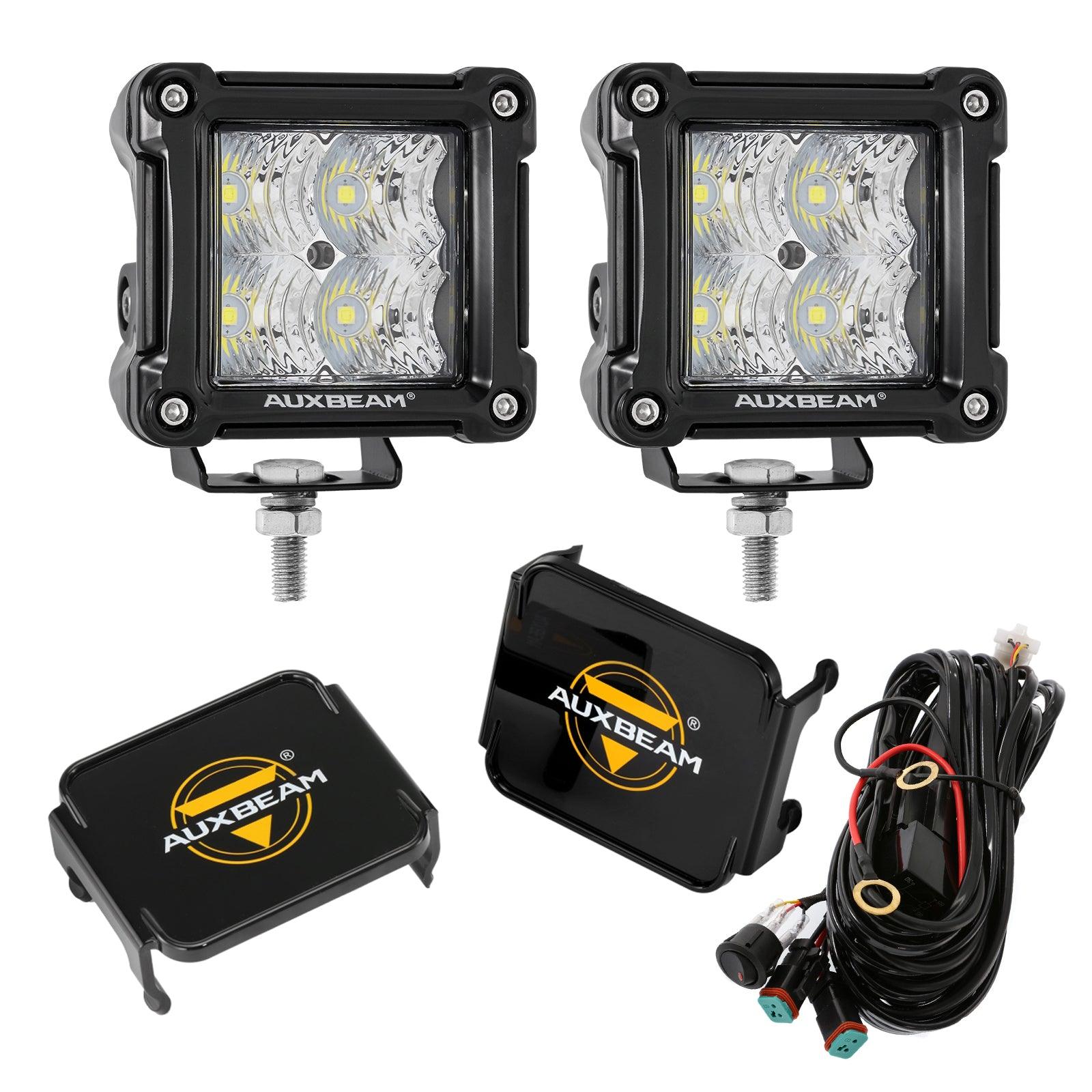 3" 40W LED Pods Light Spot/Flood Multicolor frame with wiring harness for JEEP - Auxbeam  – éclairage LED auto