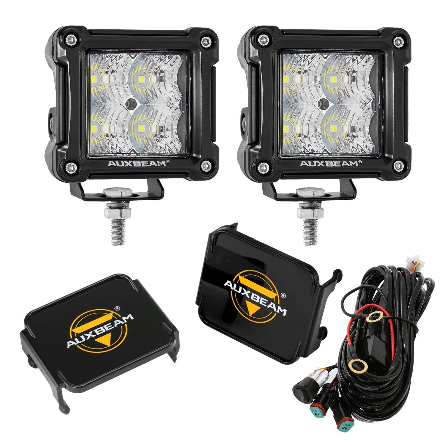 3" 40W LED Pods Light Spot/Flood Multicolor frame with wiring harness for JEEP - Auxbeam  – éclairage LED auto
