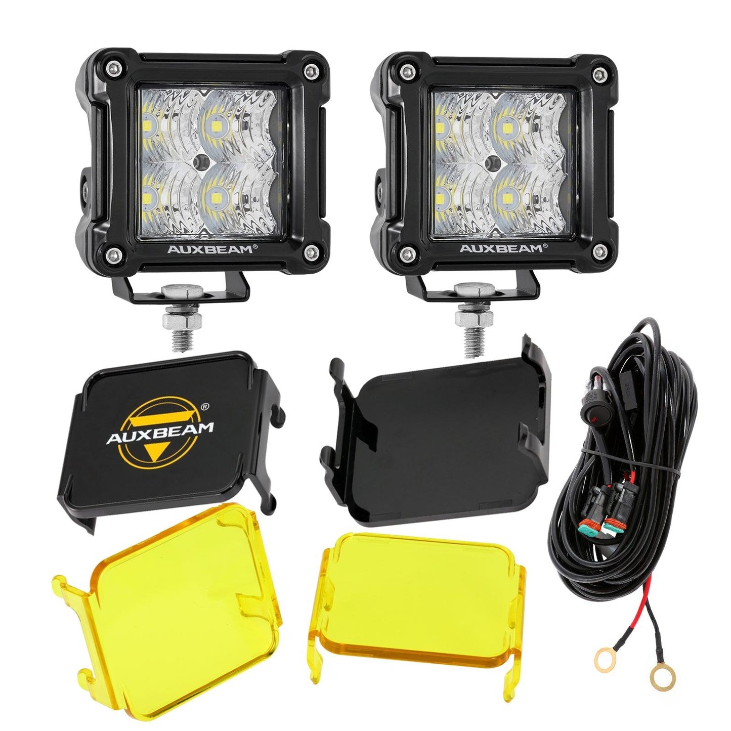 3 Inch 40W LED Pods Light Spot/Flood Multicolor frame with wiring harness for SUV ATV UTV Trucks Pickup Boat - Auxbeam  – éclairage LED auto