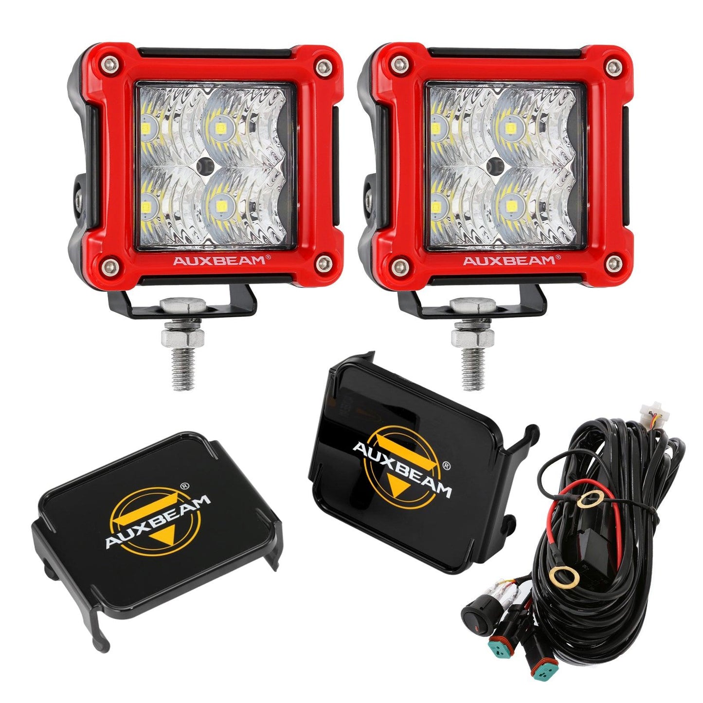 3 Inch 40W LED Pods Light Spot/Flood Multicolor frame with wiring harness for SUV ATV UTV Trucks Pickup Boat - Auxbeam  – éclairage LED auto