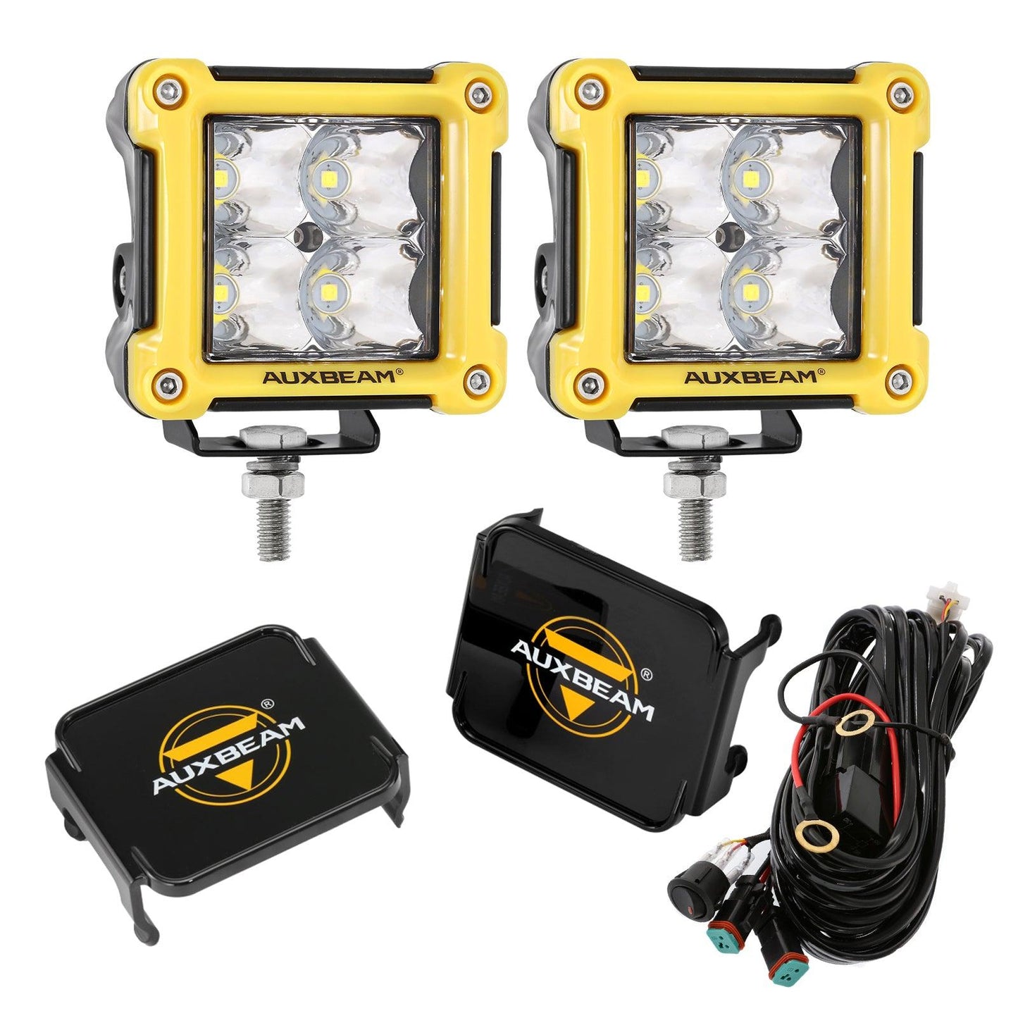 3 Inch 40W LED Pods Light Spot/Flood Multicolor frame with wiring harness for SUV ATV UTV Trucks Pickup Boat - Auxbeam  – éclairage LED auto