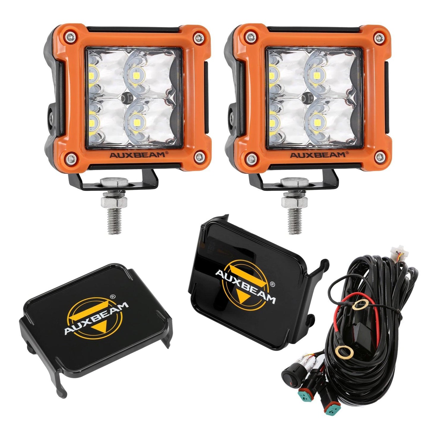 3" 40W LED Pods Light Spot/Flood Multicolor frame with wiring harness for JEEP - Auxbeam  – éclairage LED auto
