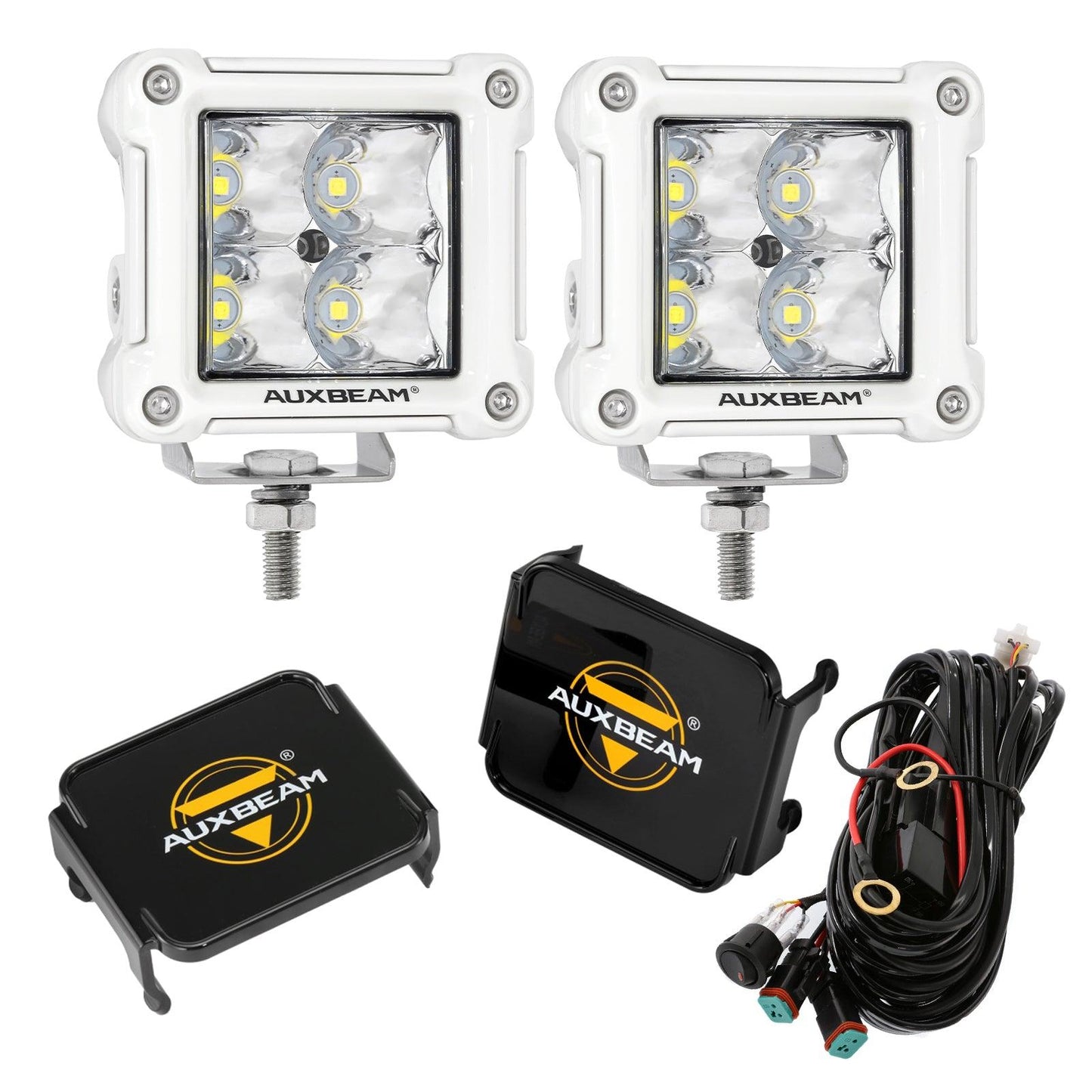 3" 40W LED Pods Light Spot/Flood Multicolor frame with wiring harness for JEEP - Auxbeam  – éclairage LED auto