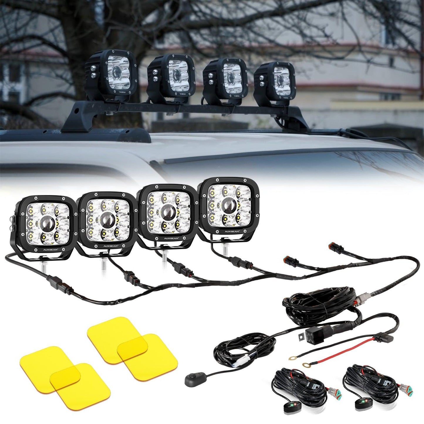 XP-ULTRA Series 5 Inch 110W 11000LM White/Amber LED Driving Lights Pods Light