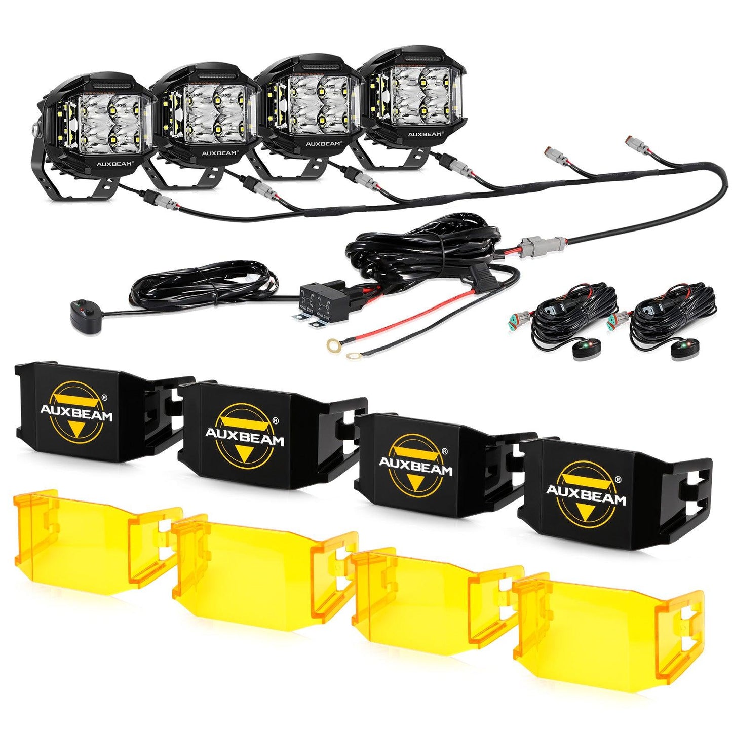 V-MAX Series | 4 Inch 92W 8960LM Combo Beam Side Shooter LED Round Pod Lights with Amber DRL - Auxbeam  – éclairage LED auto