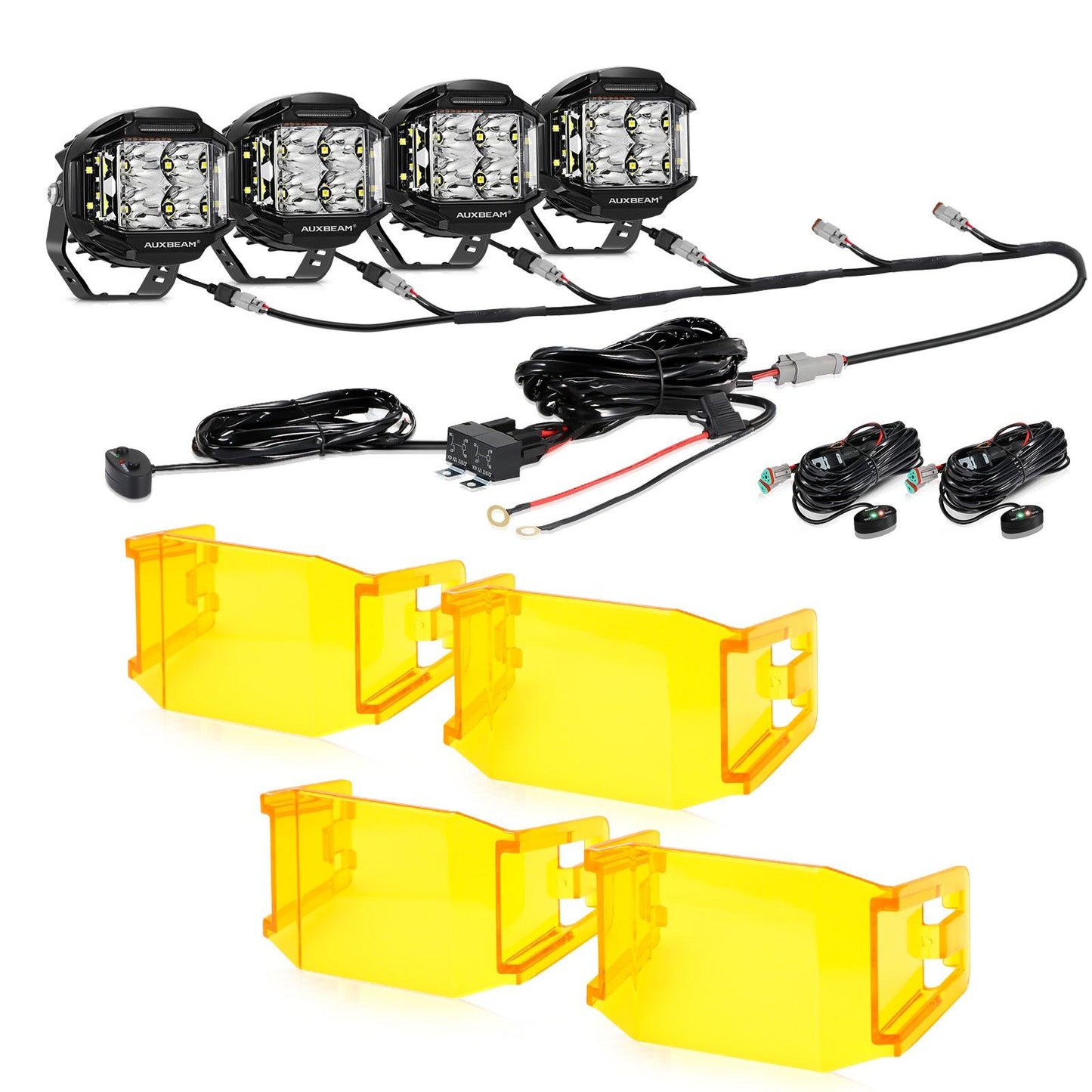 V-MAX Series | 4 Inch 92W 8960LM Combo Beam Side Shooter LED Round Pod Lights with Amber DRL - Auxbeam  – éclairage LED auto