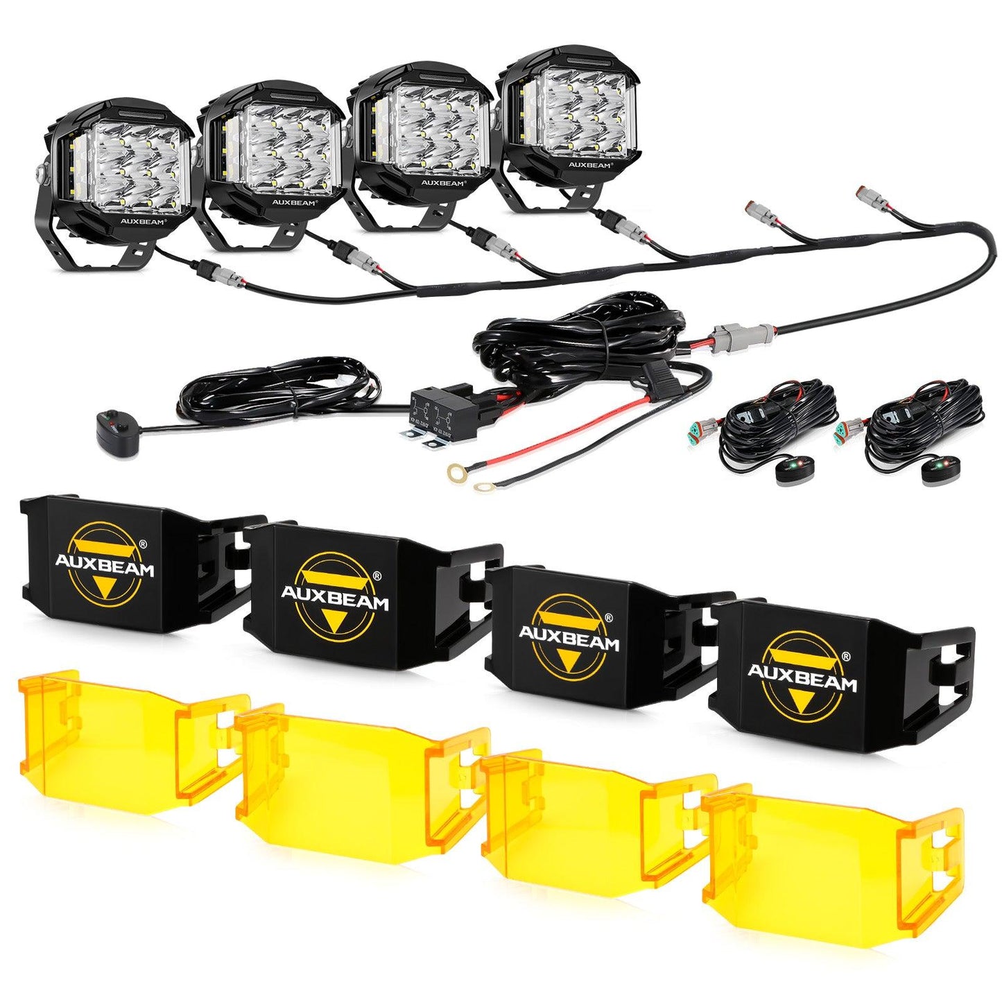 V-MAX Series | 5 Inch 168W 16440LM Combo Beam Side Shooter LED Round Pod Lights with Amber DRL - Auxbeam  – éclairage LED auto