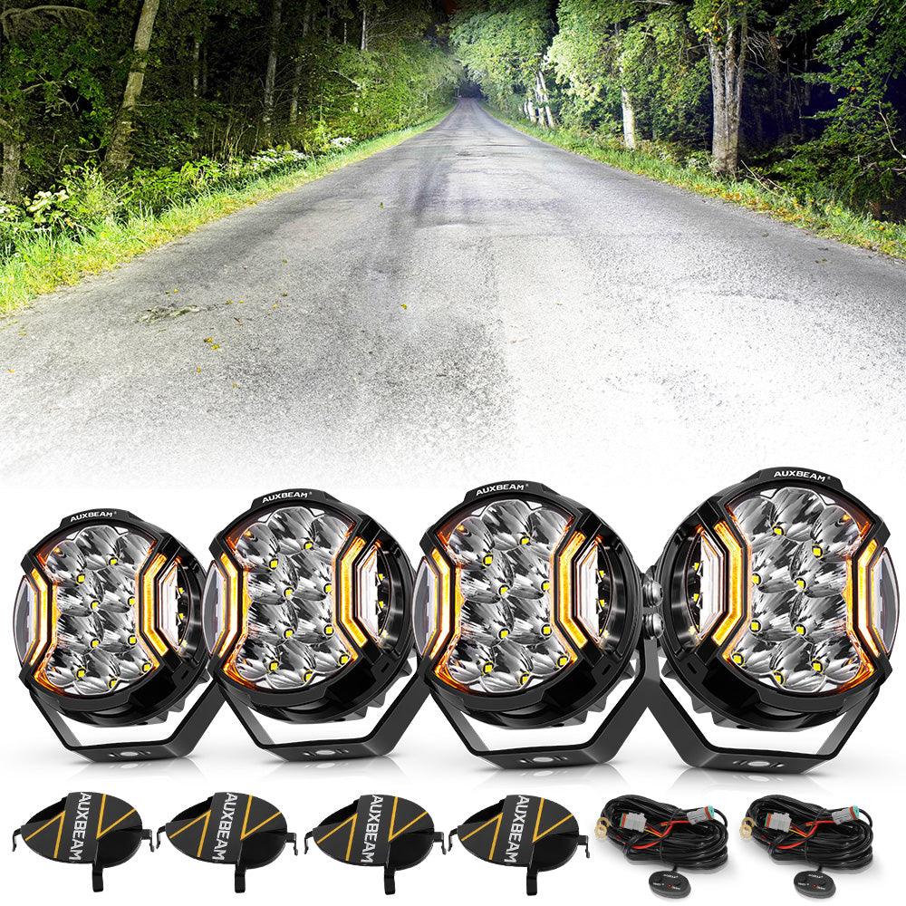 V-ULTRA Series | 5 Inch 172W LED Side Shooter White Pod Lights with Amber DRL - Auxbeam  – éclairage LED auto