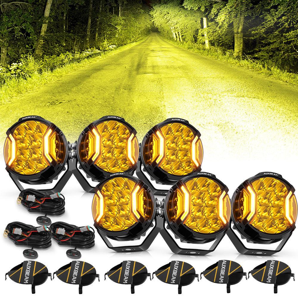 V-ULTRA Series | 5 Inch 172W LED Side Shooter Amber/White Pod Lights with Amber DRL - Auxbeam  – éclairage LED auto