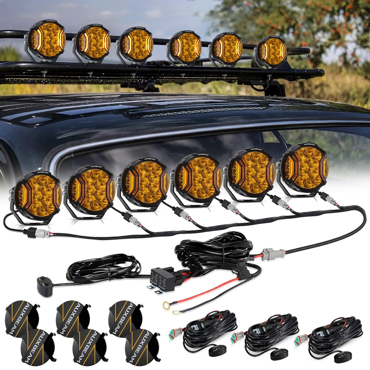 V-ULTRA Series | 5 Inch 172W LED Side Shooter Amber Pod Lights with Amber DRL - Auxbeam  – éclairage LED auto