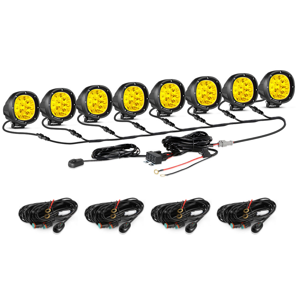 P4 Series | 4 Inch 90W Round LED Driving Lights Spot Amber Pod Lights - Auxbeam  – éclairage LED auto